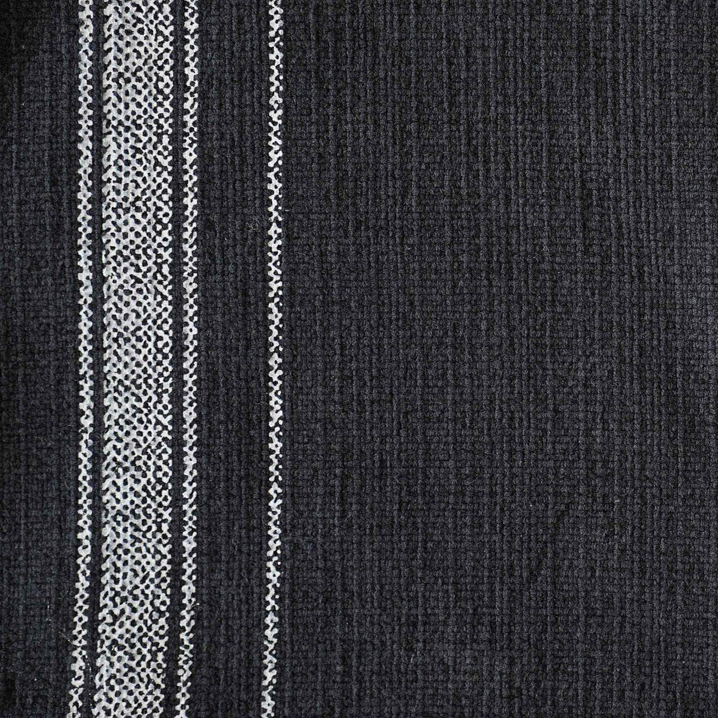 Bohemian white stripes printed on black cotton tassels lumbar cushion cover.