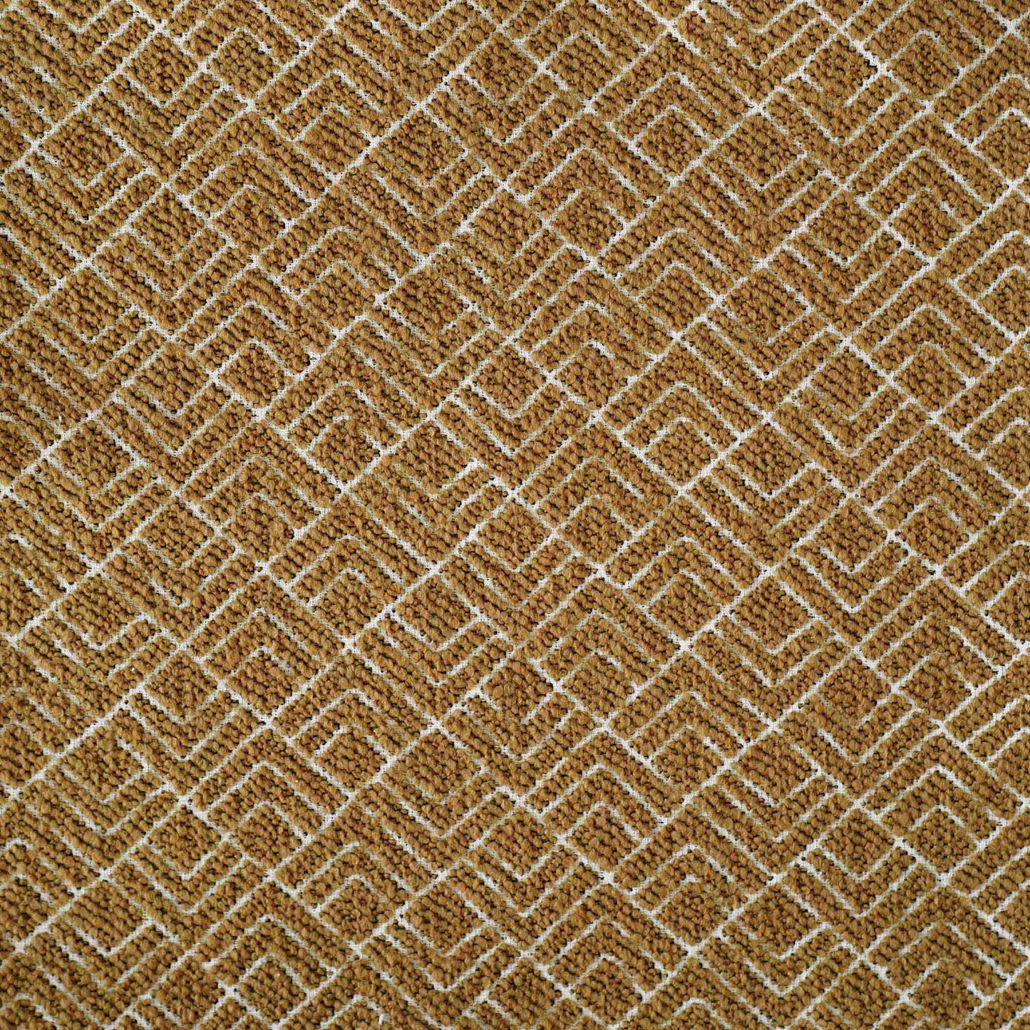 A vibrant yellow cushion cover with a modern geometric pattern, crafted from durable cut pile jacquard.
