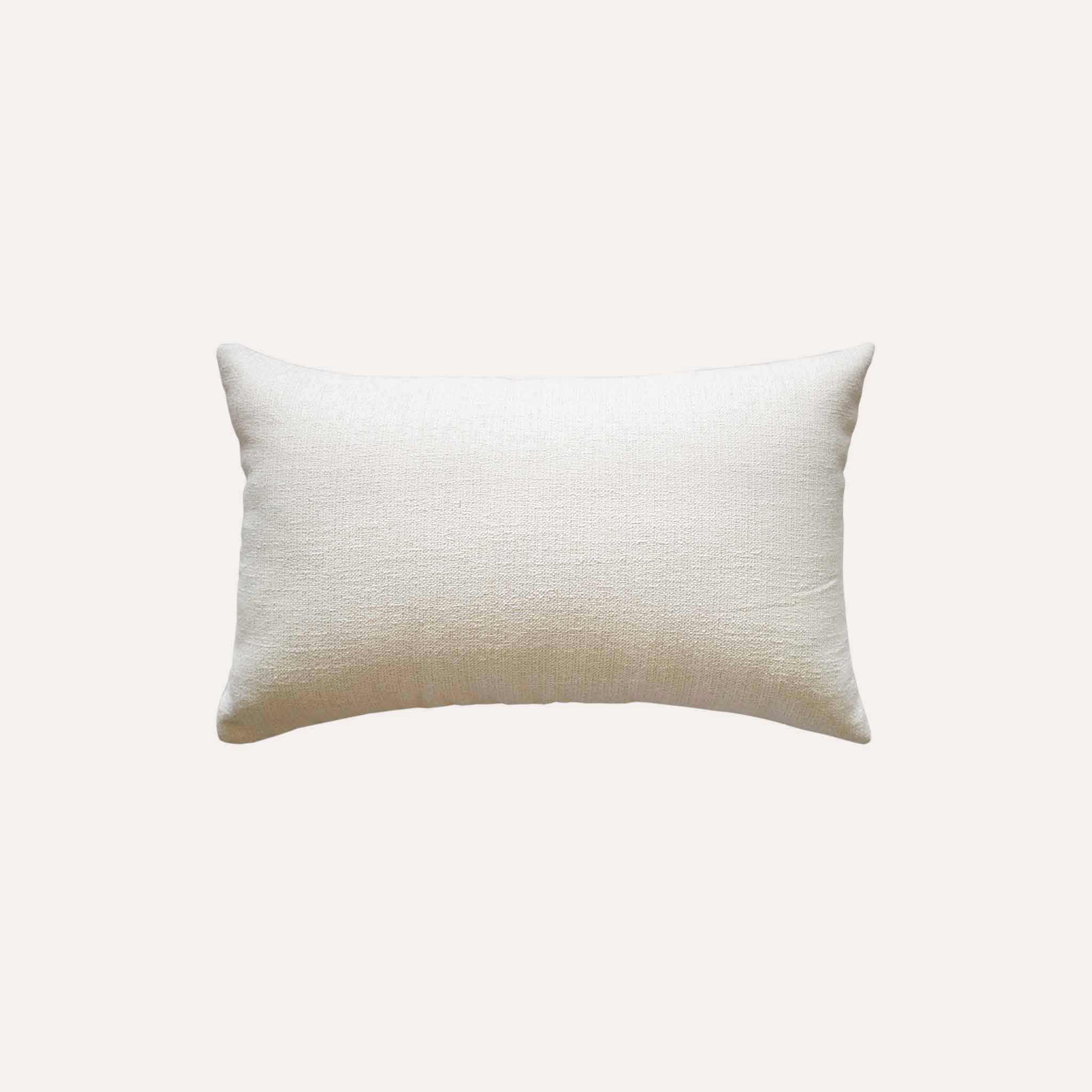 Asymmetry scarlet grey color blocks lumbar cushion cover with white back.