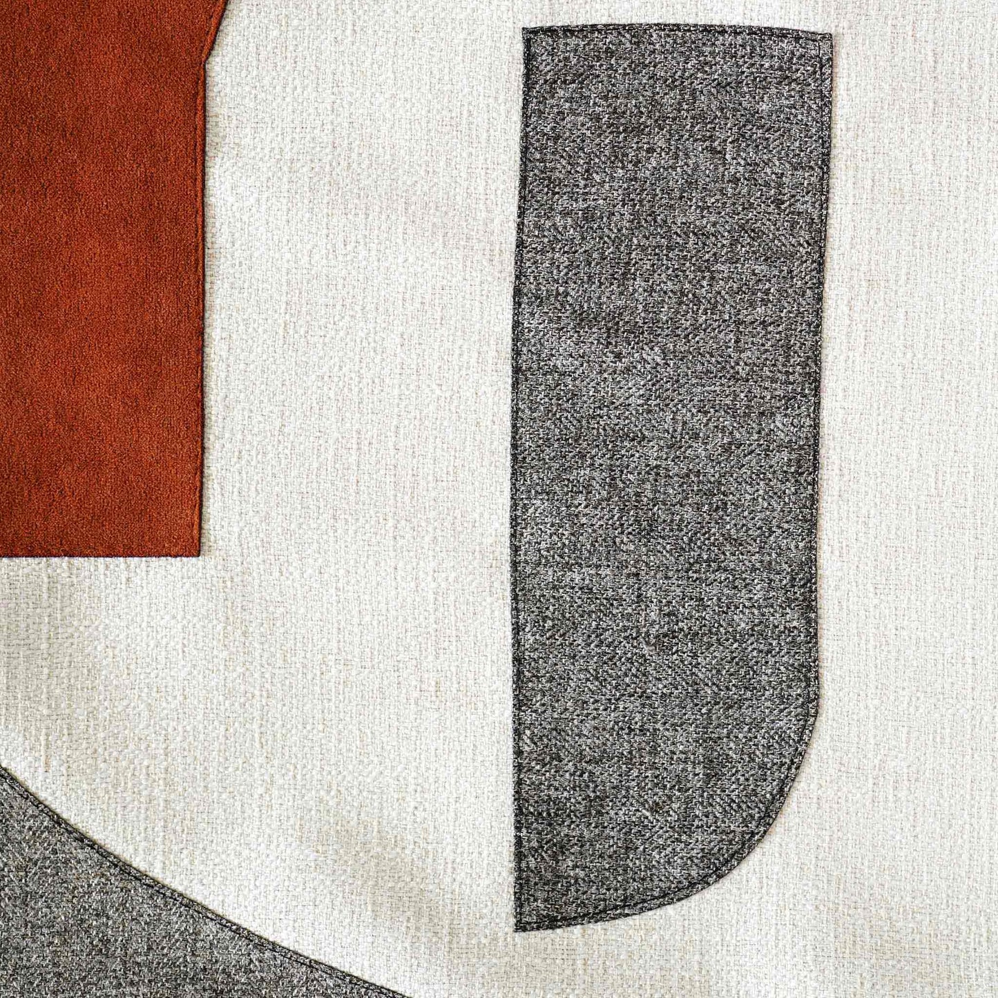 Asymmetry scarlet grey color blocks lumbar cushion cover.