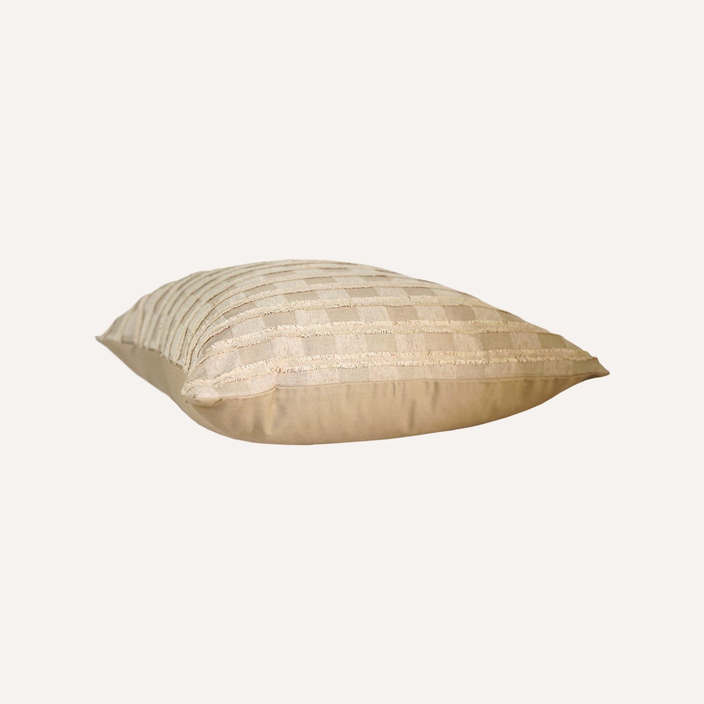 Square pattern cushion with textured design in earthy colour.