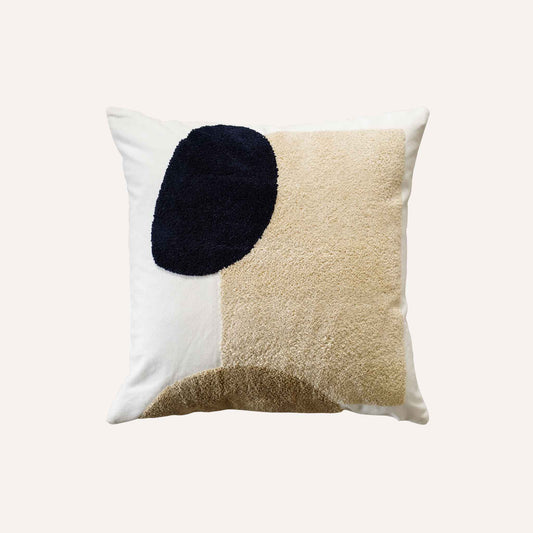 This decorative cushion features a stylish black beige tufted design that adds a modern touch to any space.