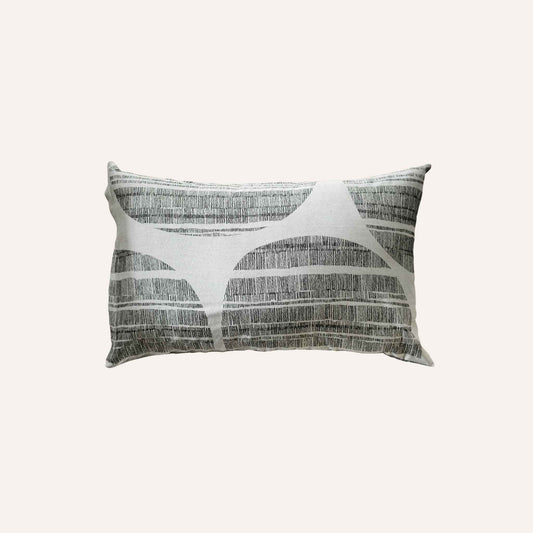 Featuring a stylish grey and black pattern, this decorative lumbar cushion adds a contemporary touch to home décor.