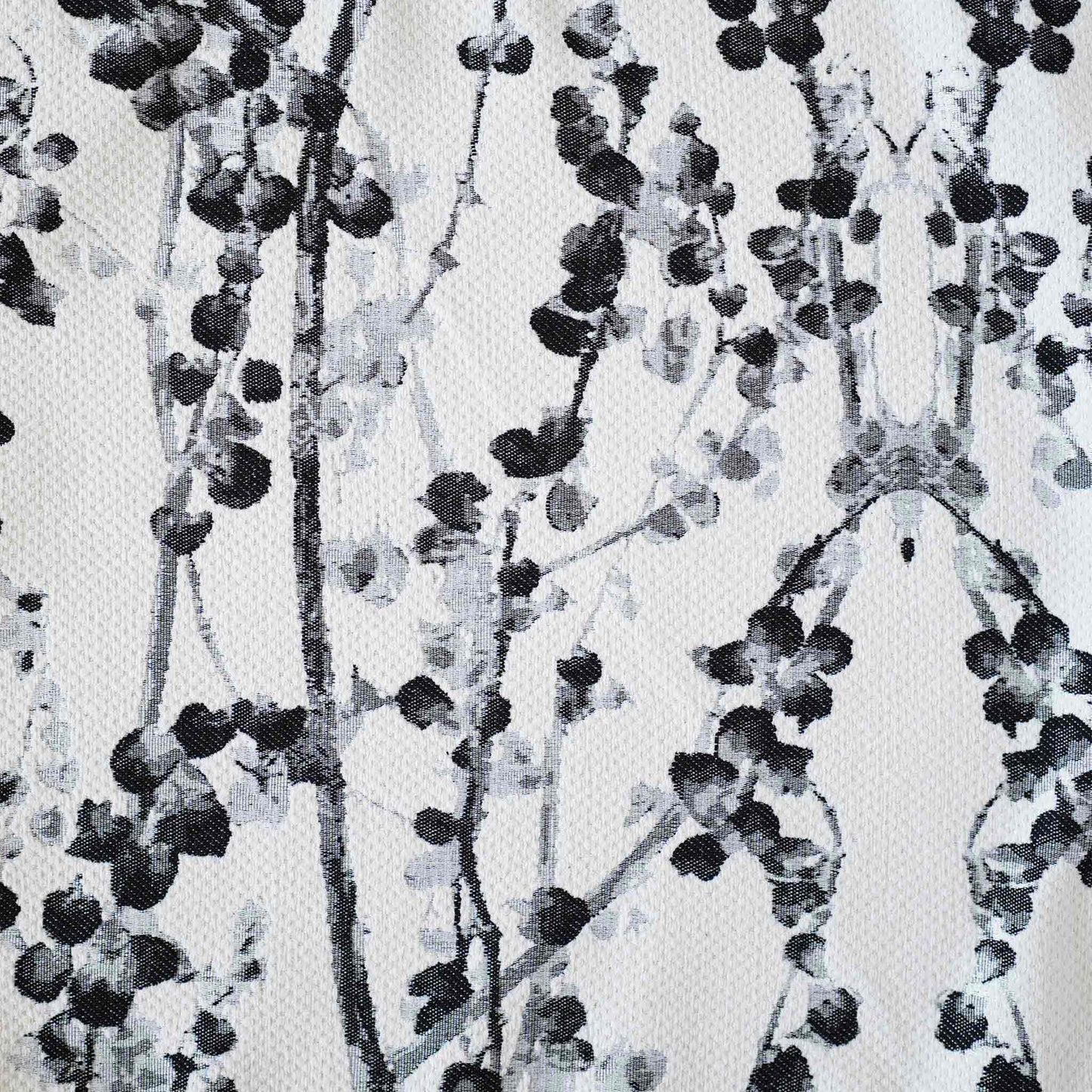 Delicate black and white vine jacquard with black wide edge cushion cover.