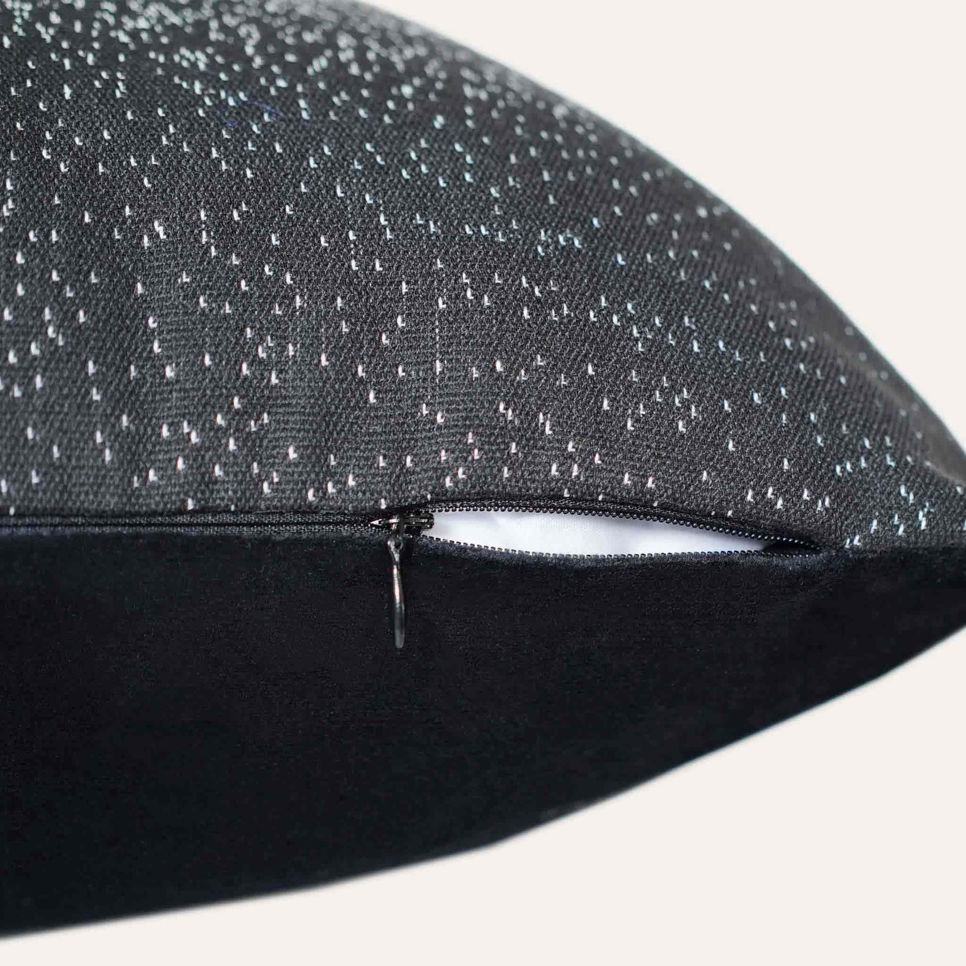 Black and white dots gradient cushion cover with invisible zipper.