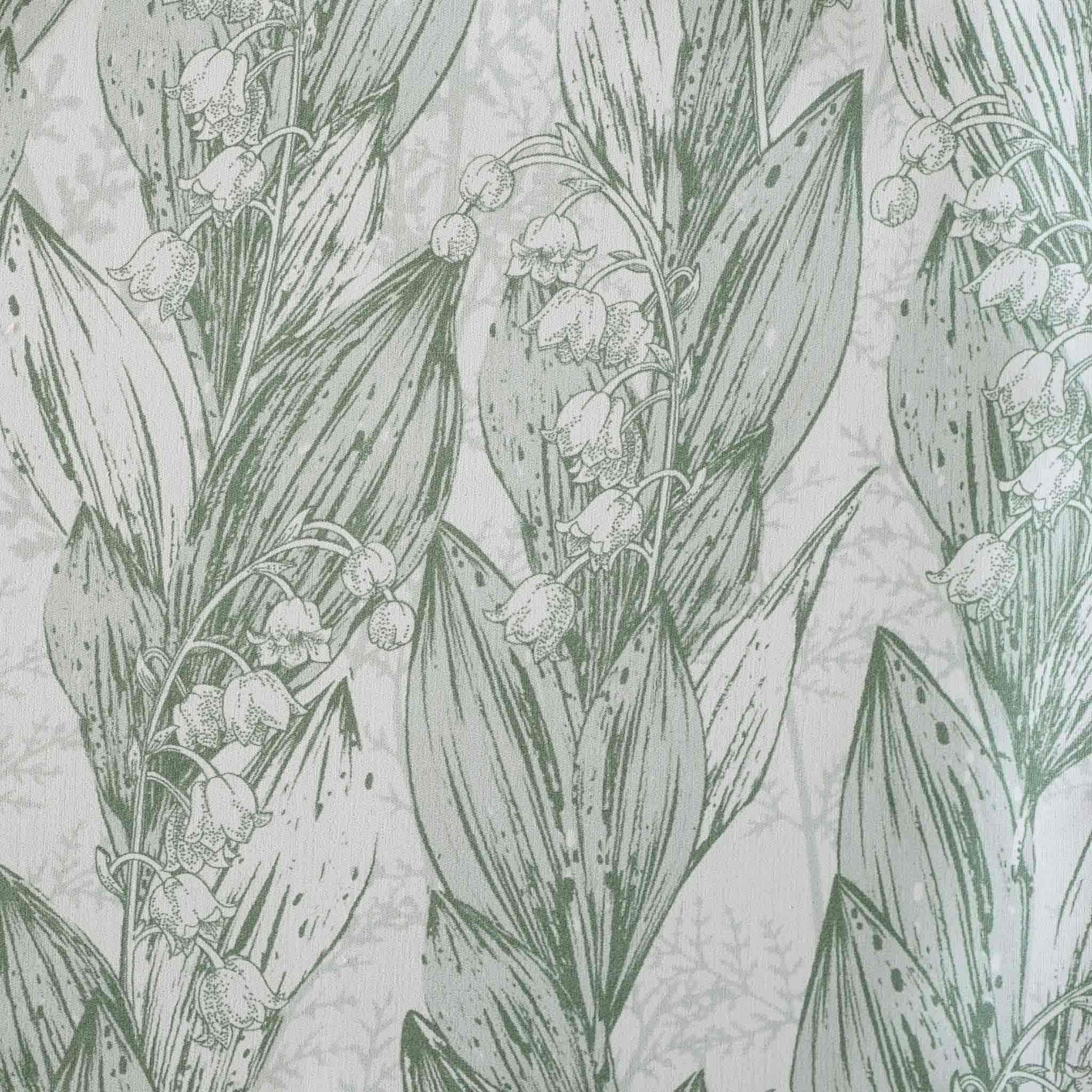 Green lily of the valley botanical floral print cushion cover.