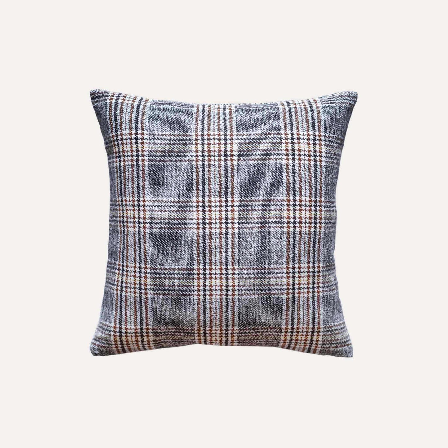 Classic brown grey plaid cushion covers with soft touch.