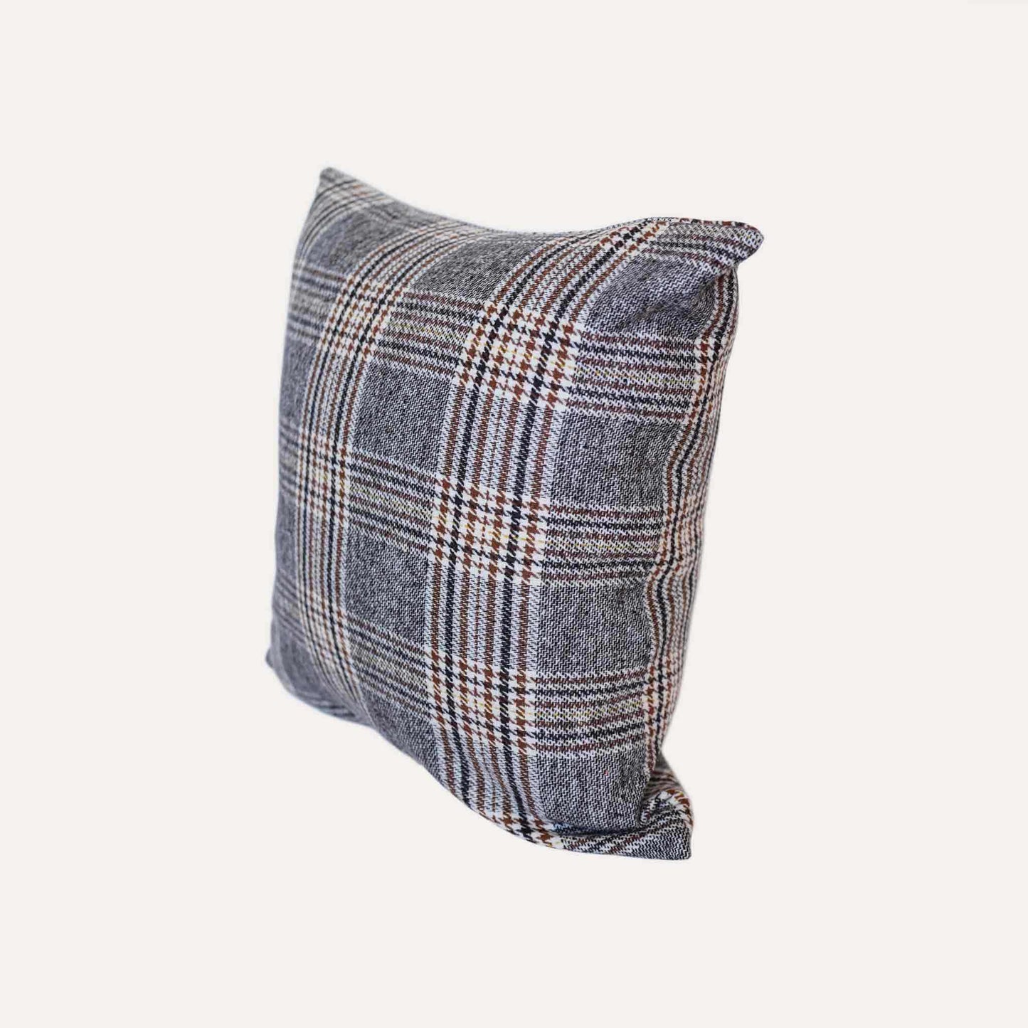 Classic brown grey plaid cushion covers with soft touch.
