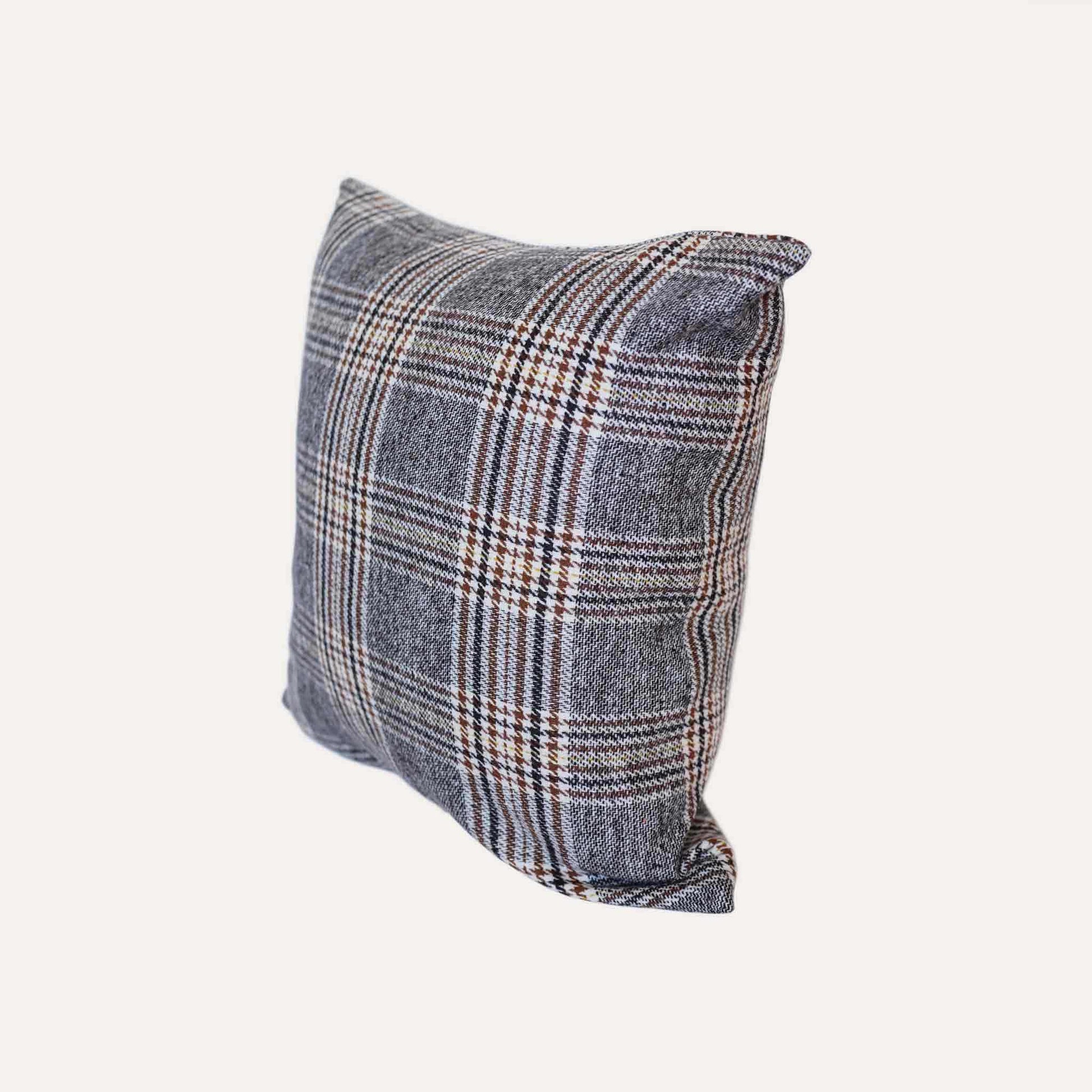 Classic brown grey plaid cushion covers with soft touch.