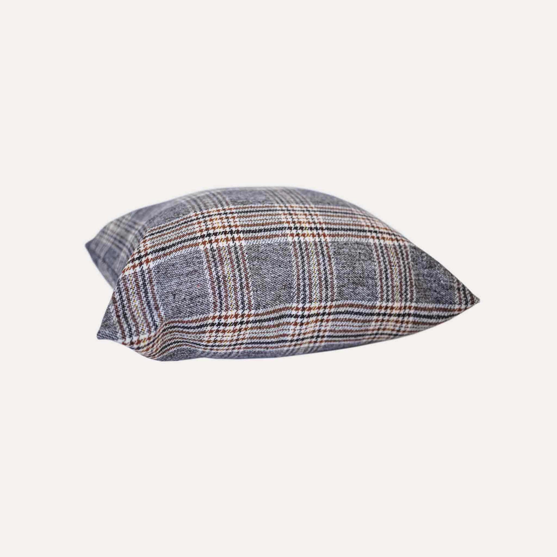 Classic brown grey plaid cushion covers with soft touch.