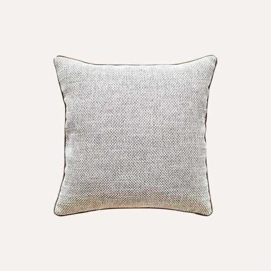 White brown weave, brown wrapped decorative cushion cover.