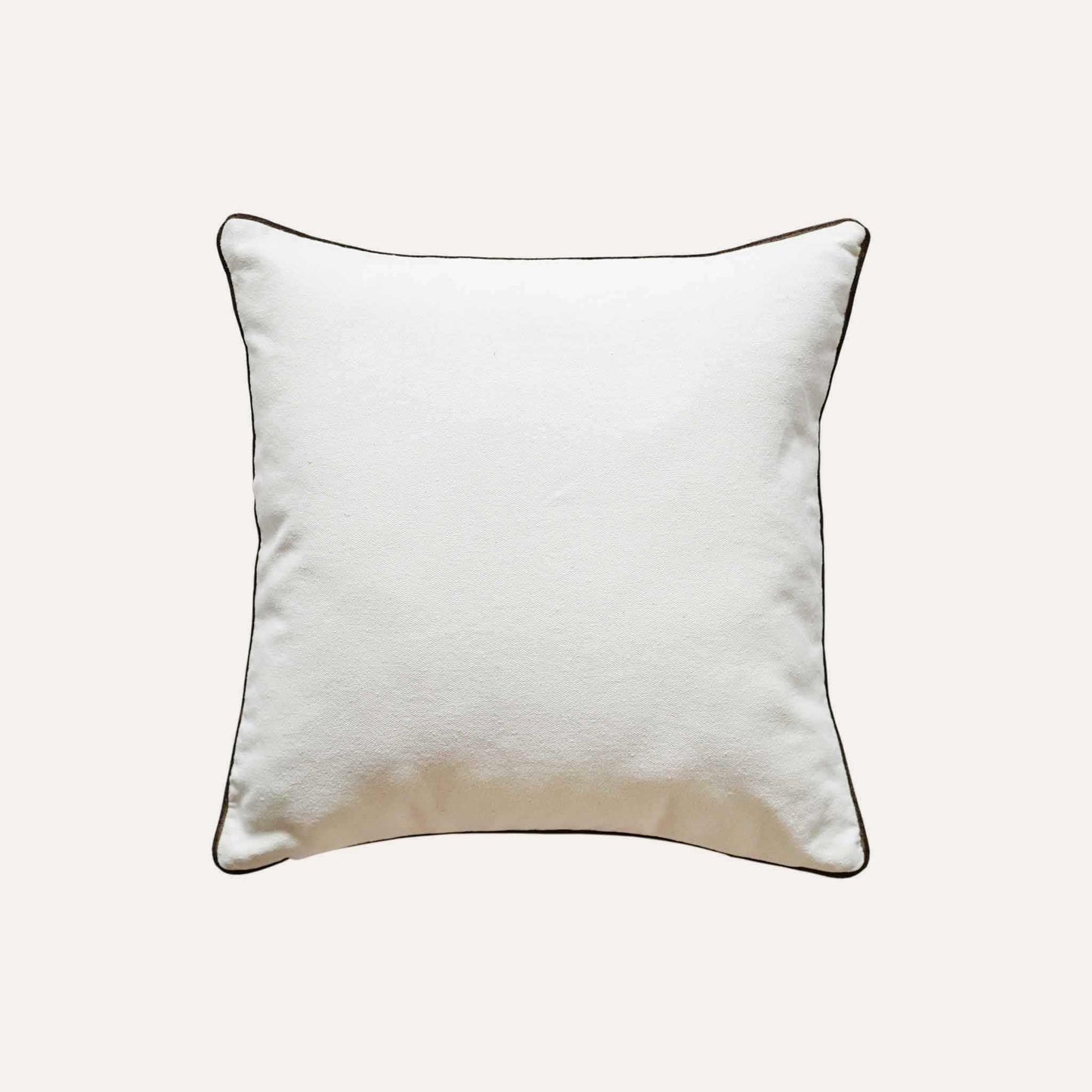 White brown weave, brown wrapped decorative cushion cover with white back.