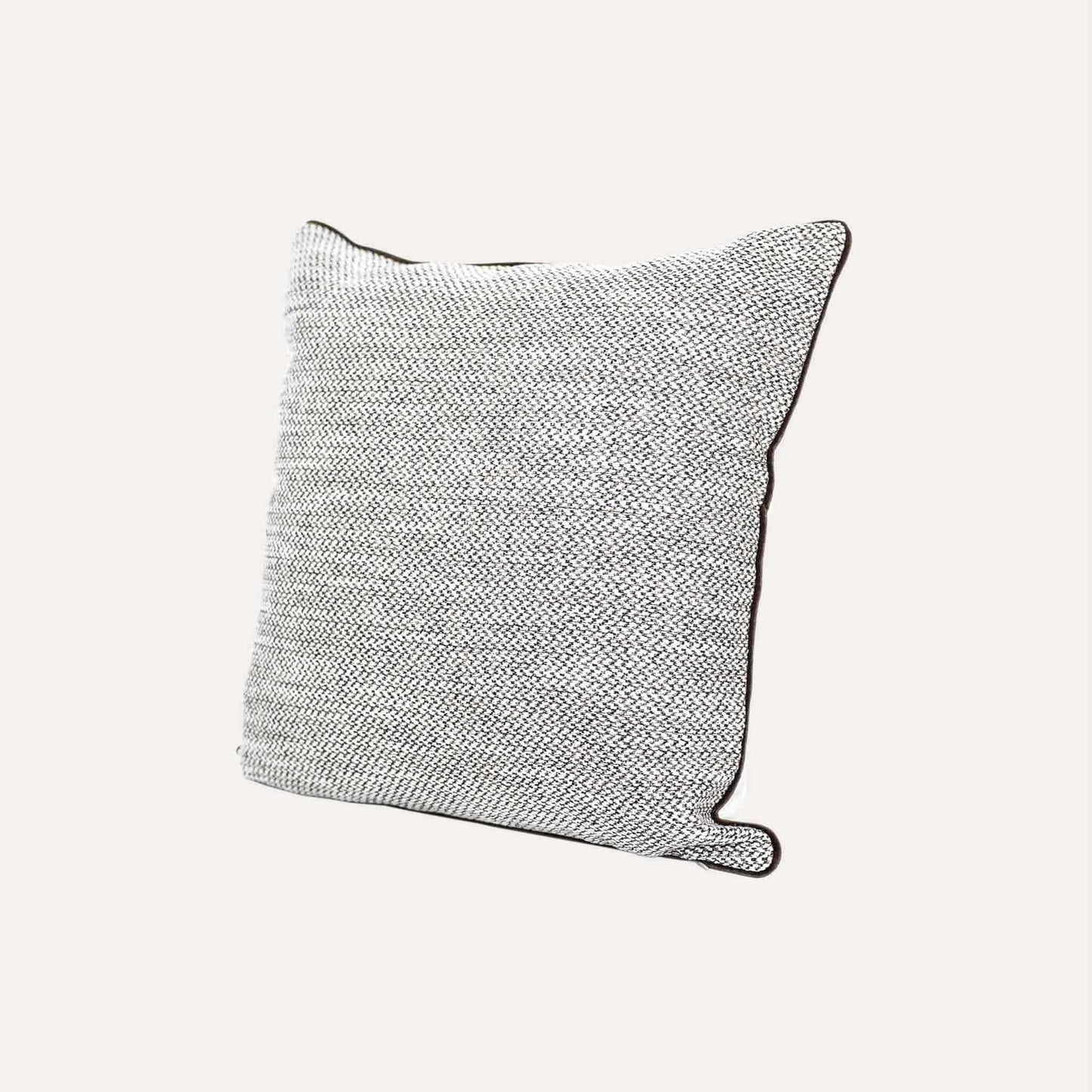 White brown weave, brown wrapped decorative cushion cover.