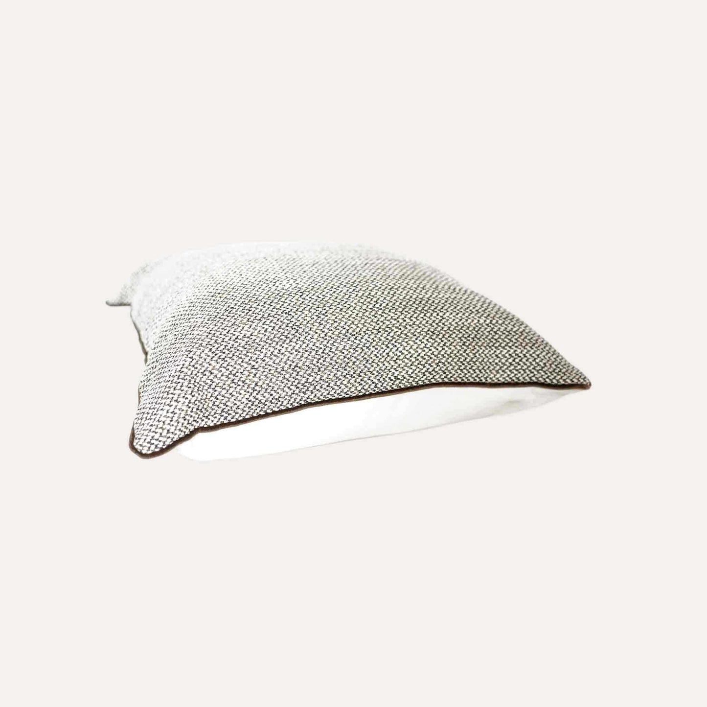 White brown weave, brown wrapped decorative cushion cover.