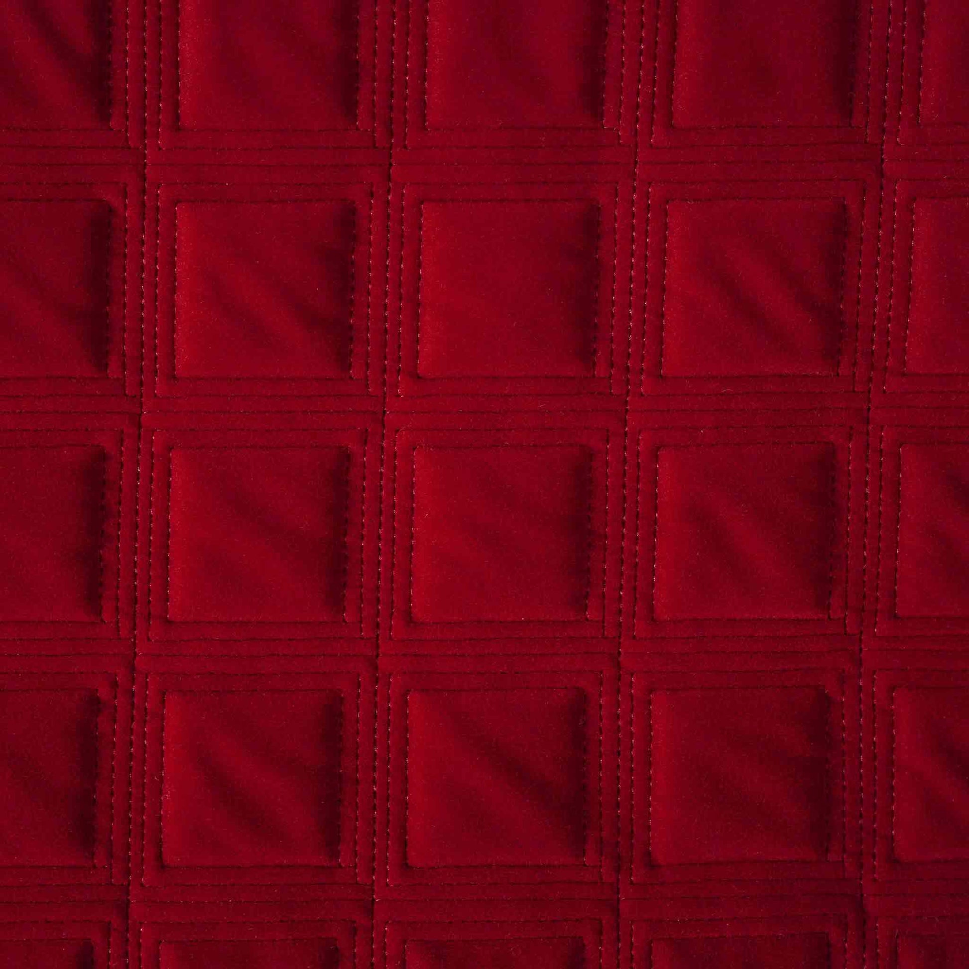 Burgundy red checkered pattern velvet lumbar cushion cover.