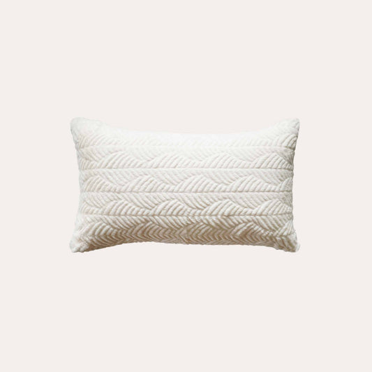 White wave cut faux fur lumbar cushion cover.