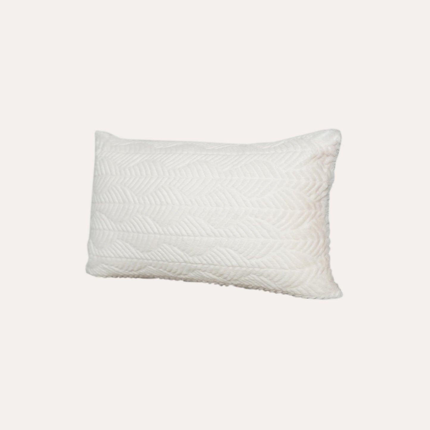 White wave cut faux fur lumbar cushion cover.