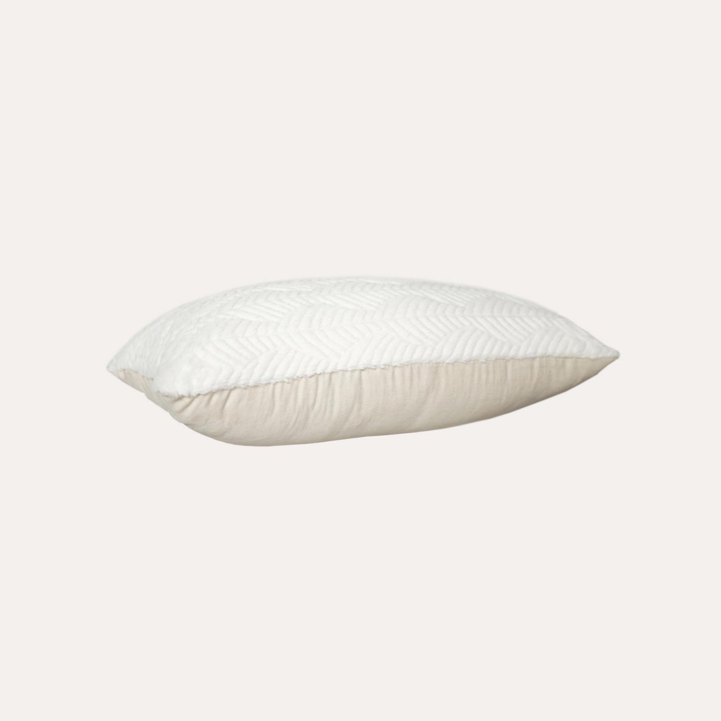White wave cut faux fur lumbar cushion cover.