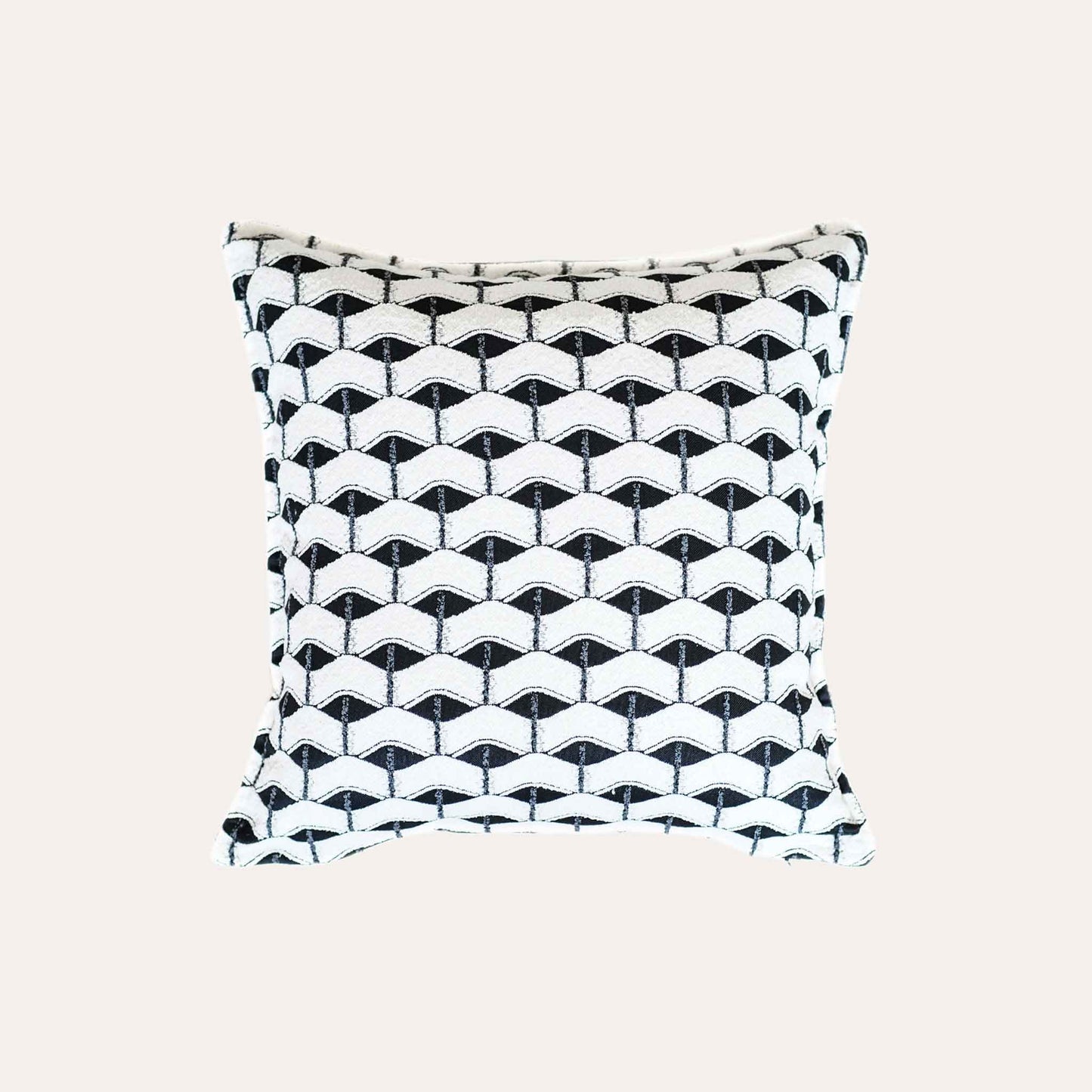 Chic black and white geometric cushion cover.