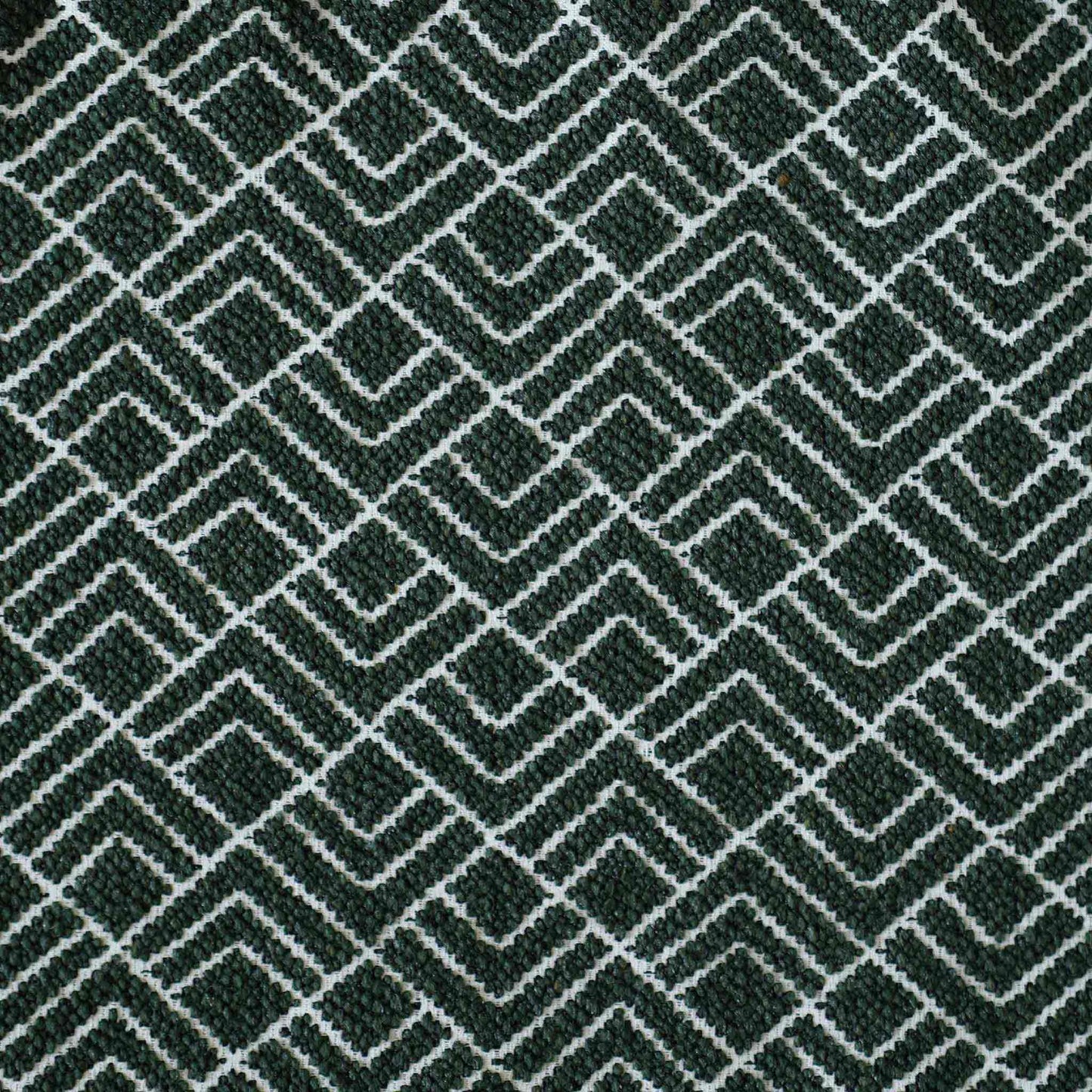 Stylish green and white geometric jacquard cushion cover.