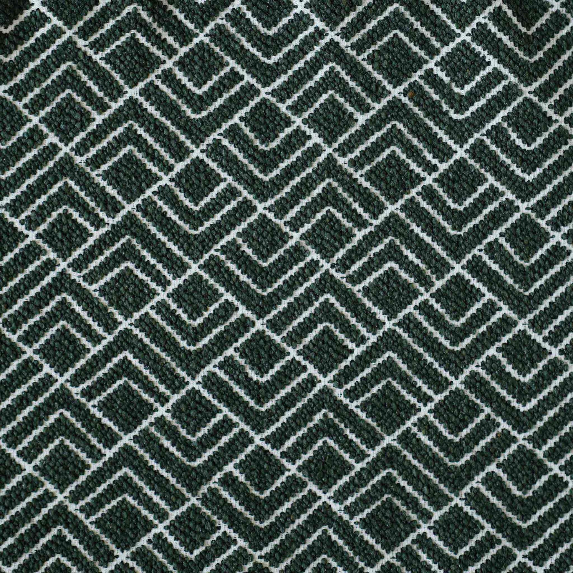 Stylish green and white geometric jacquard cushion cover.