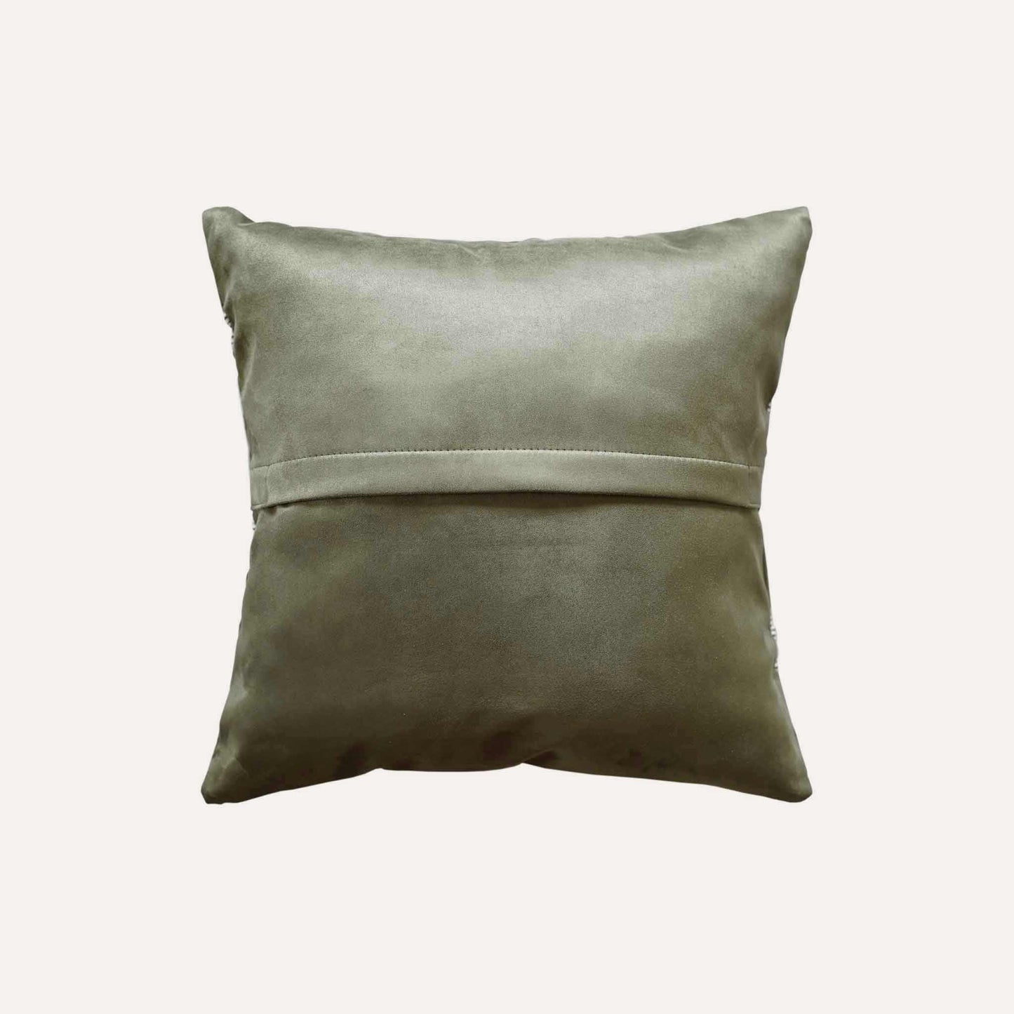 A green and grey irregular splicing design decorative cushion cover with green back.