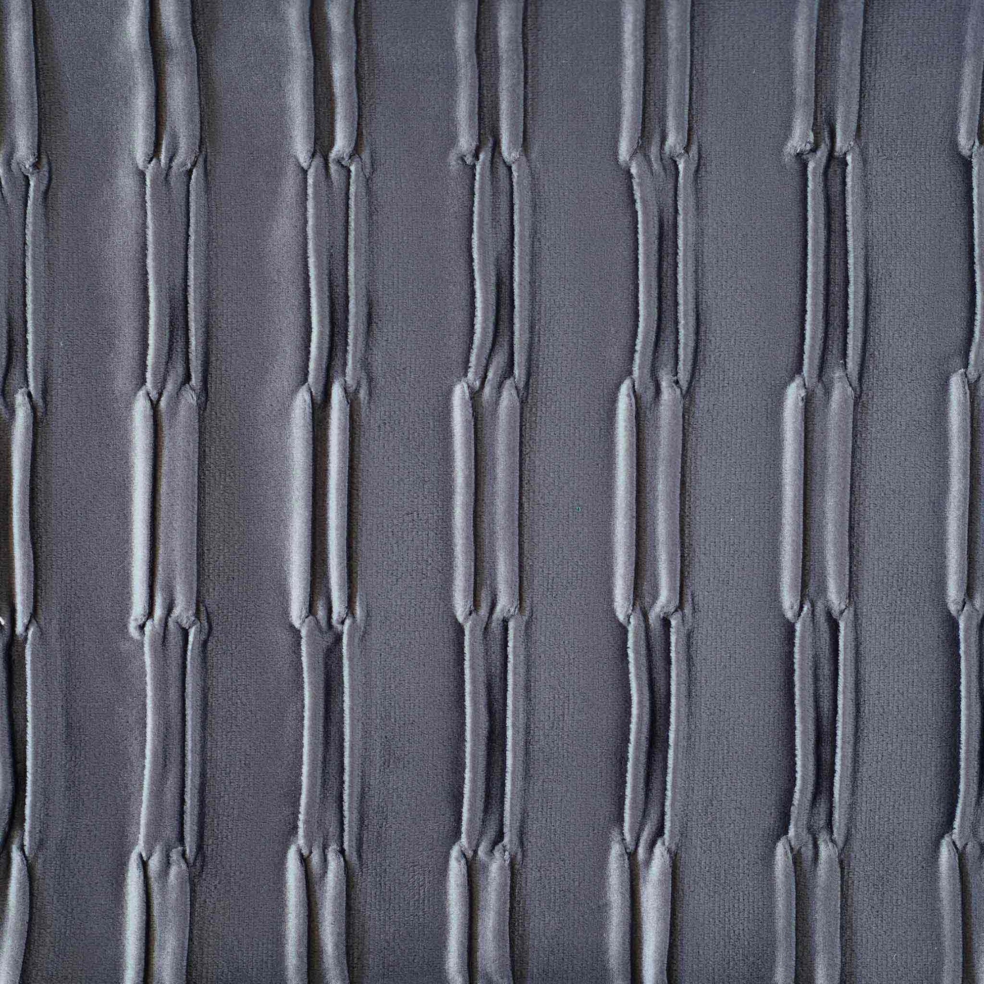 Dark grey pleated velvet lumbar cushion cover.