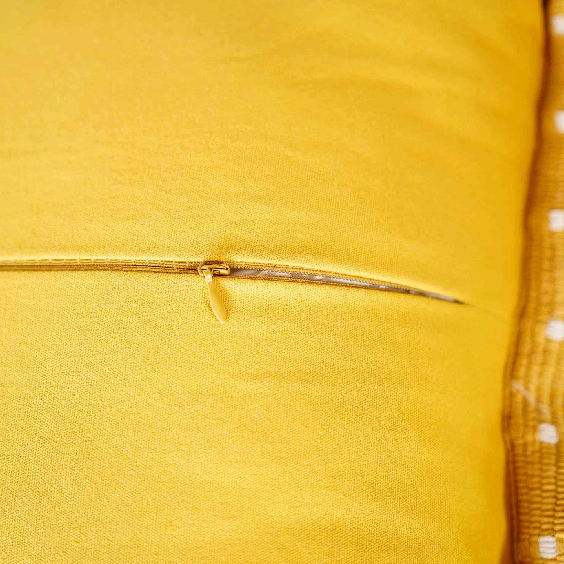 Stylish yellow woven square cushion covers with invisible zipper.