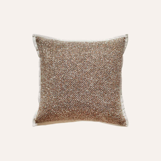Cozy brown beige mixed weave cotton linen decorative cushion cover.