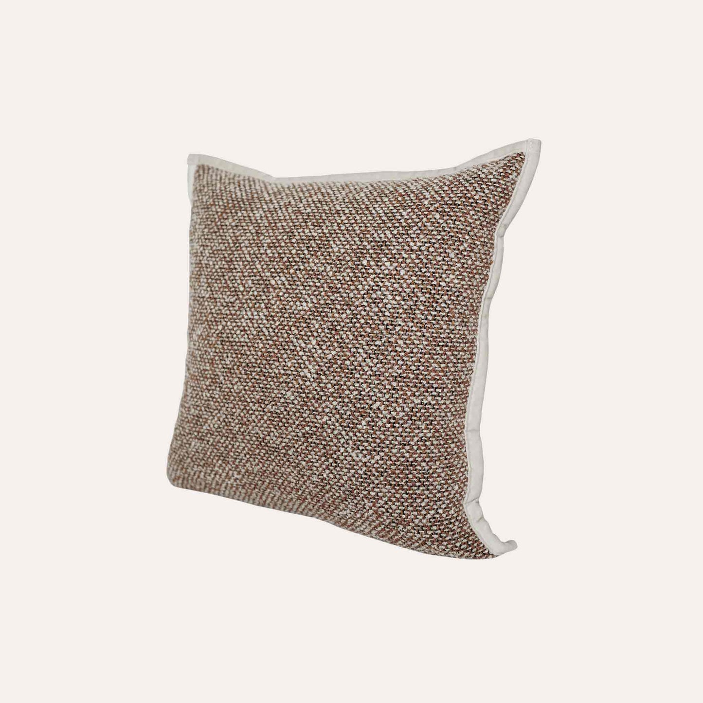 Cozy brown white mixed weave cotton linen decorative cushion cover.