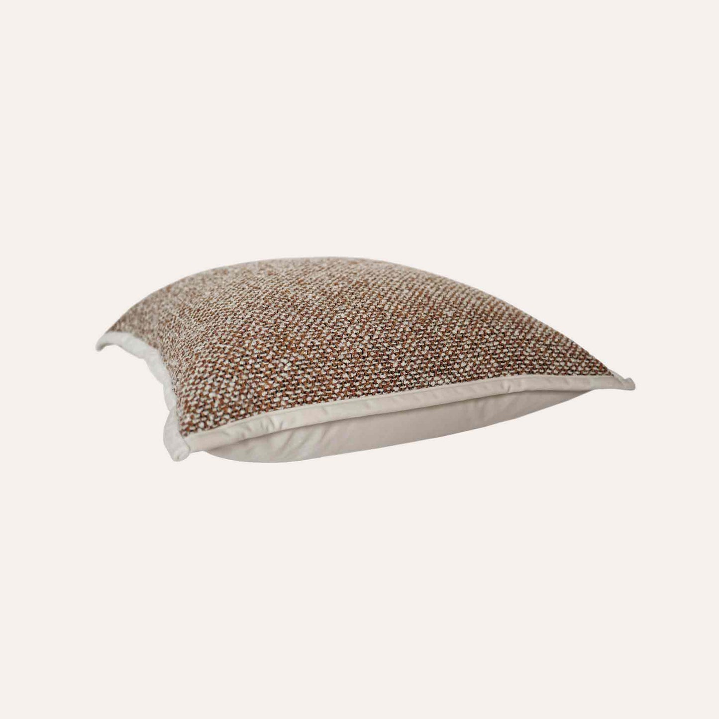 Cozy brown white mixed weave cotton linen decorative cushion cover.