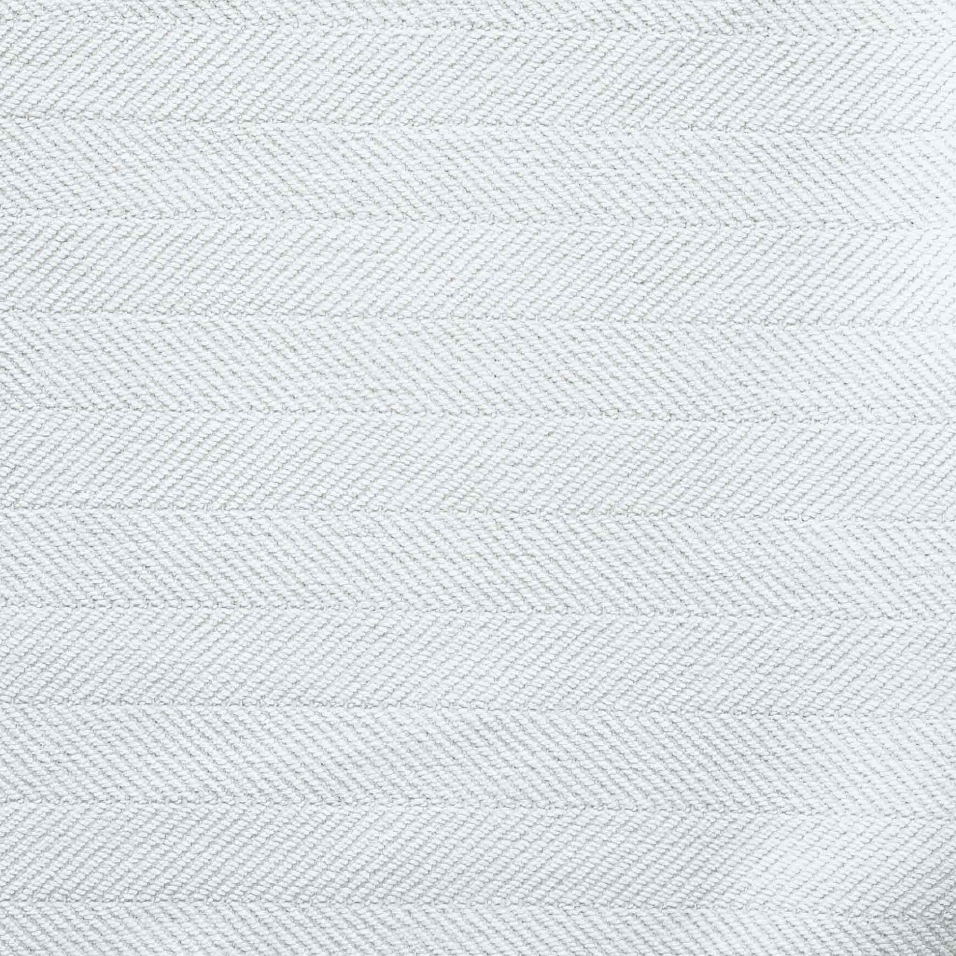 A stylish white cushion cover with black piping, designed with a herringbone texture.