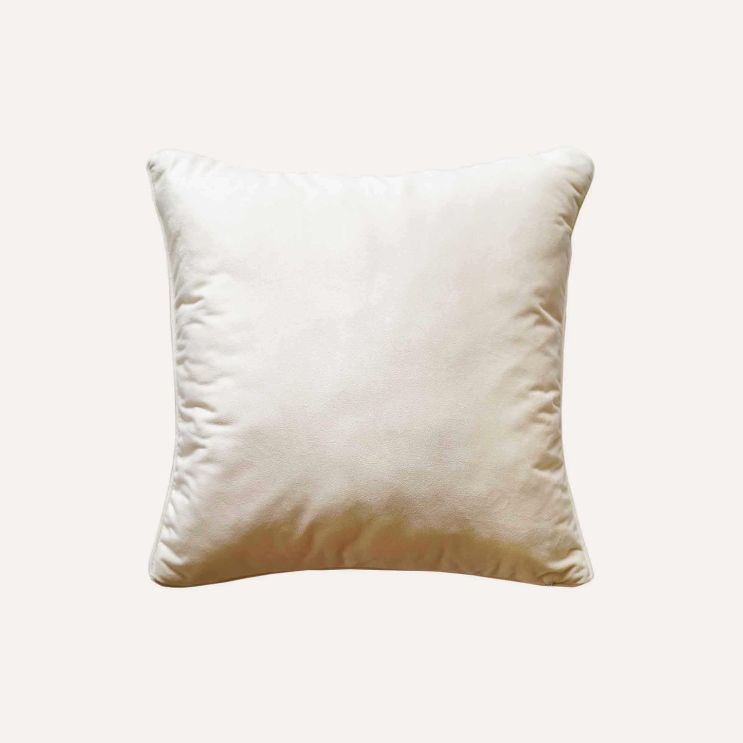 A green and white houndstooth pattern soft chenille cushion cover with white back.