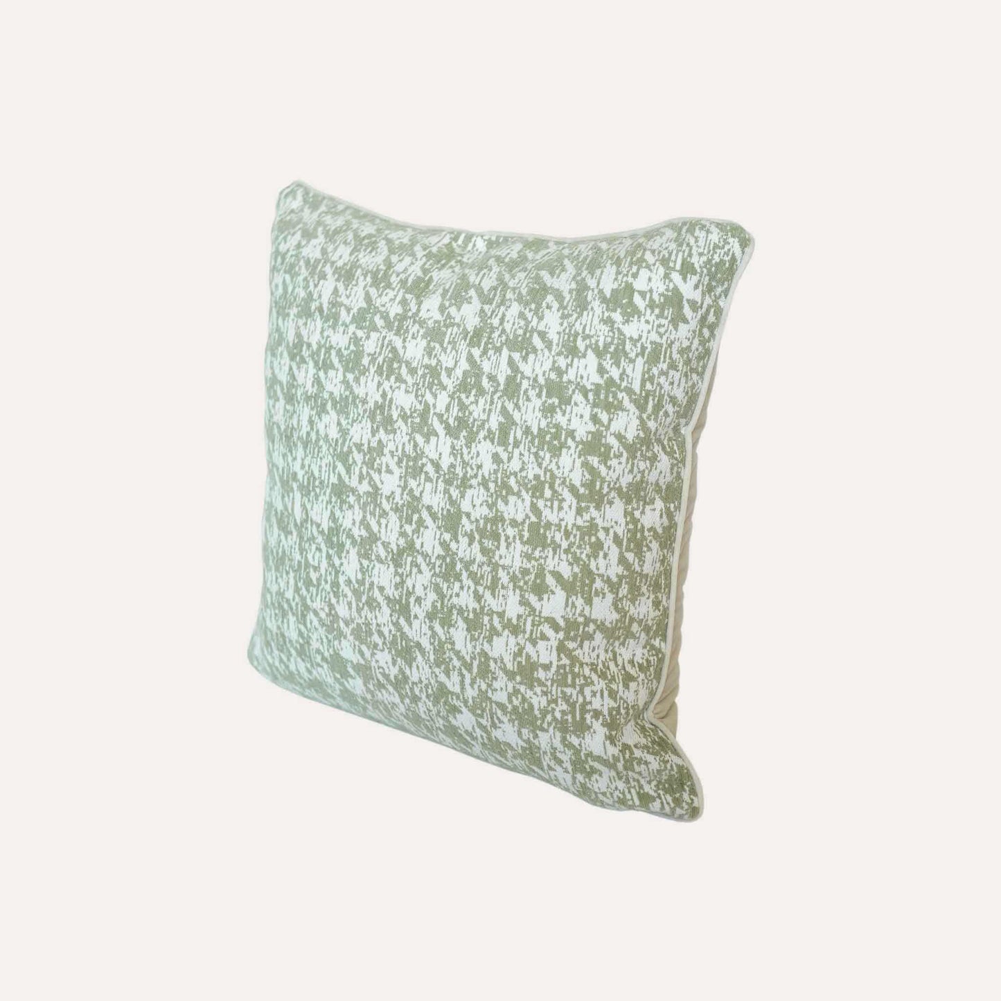 Decorative cushion cover featuring a green and white houndstooth pattern, crafted from soft chenille fabric.