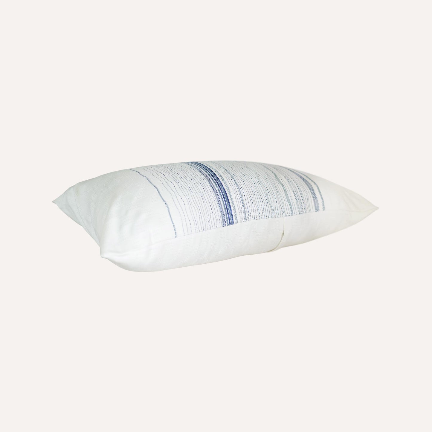 Blue stripe white background lumbar cushion.