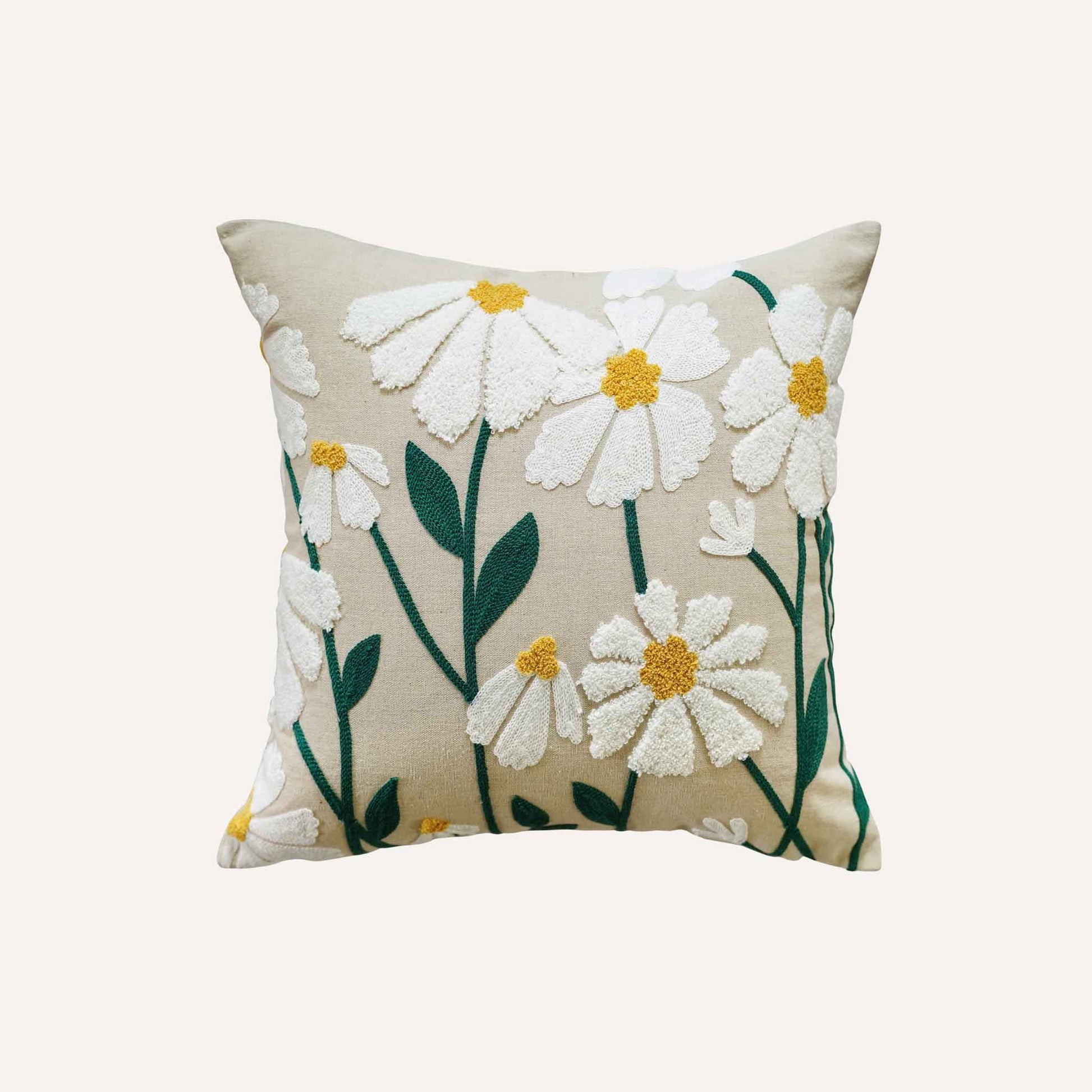 Large daisy tufted beige base cushion.