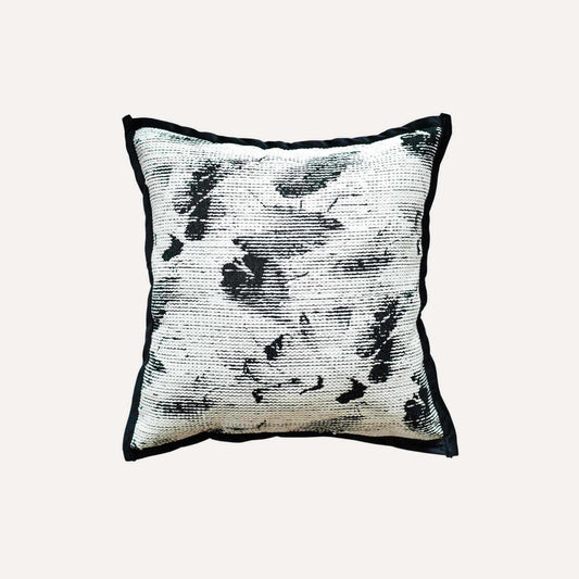 Black and white abstract shadow pattern cushion cover.