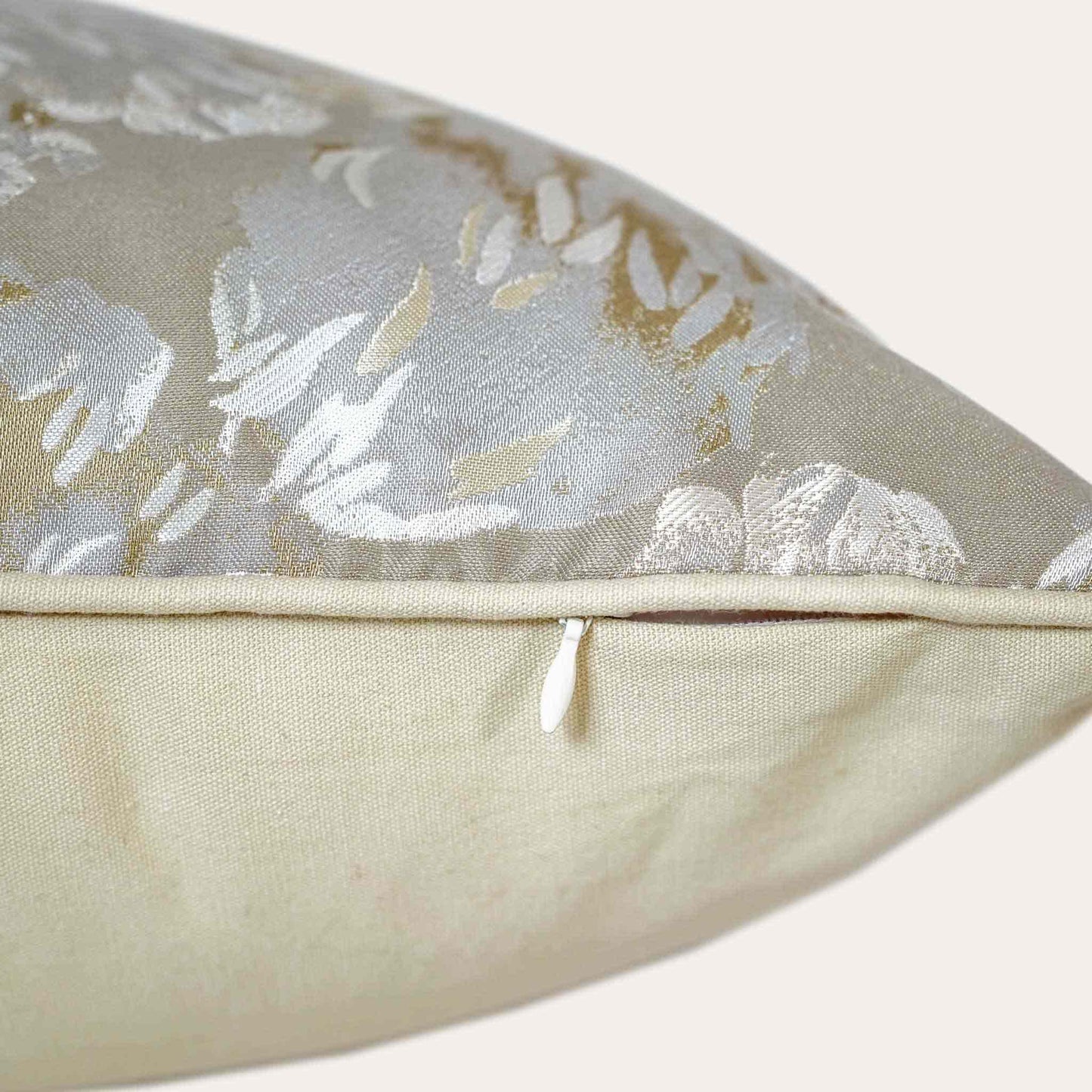Beautiful beige and yellow floral cushion covers with invisible zipper.