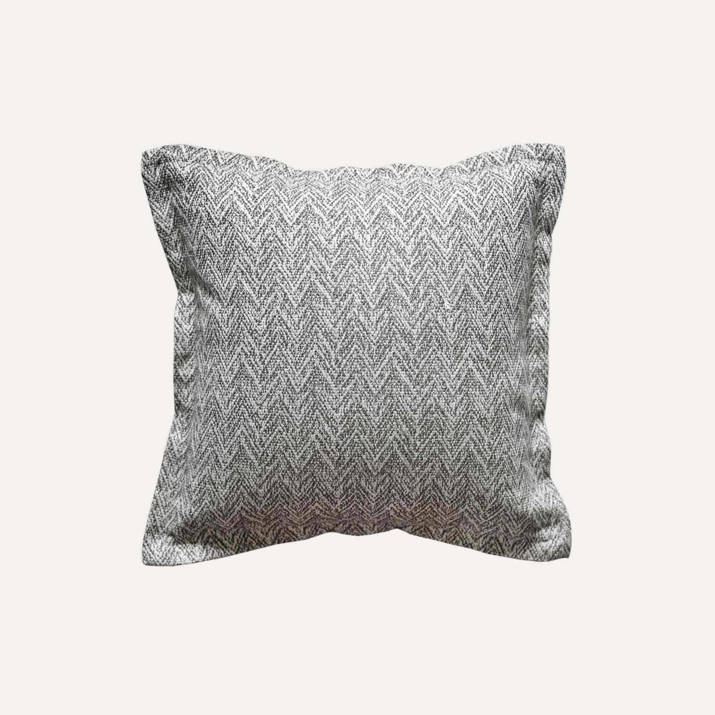 Elegant herringbone linen-cotton broadside cushion cover in a sophisticated off-white design.