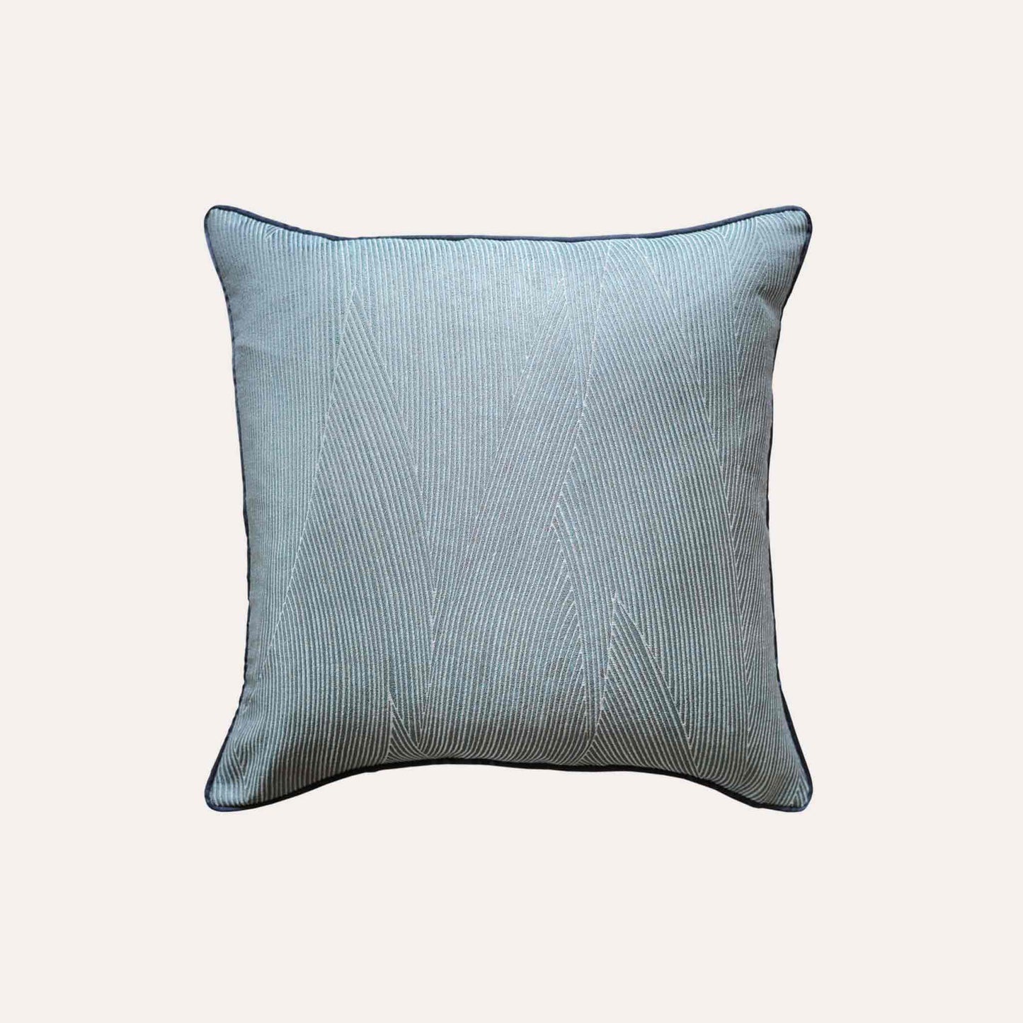 Luxurious blue grey cushion cover with chic striped design.