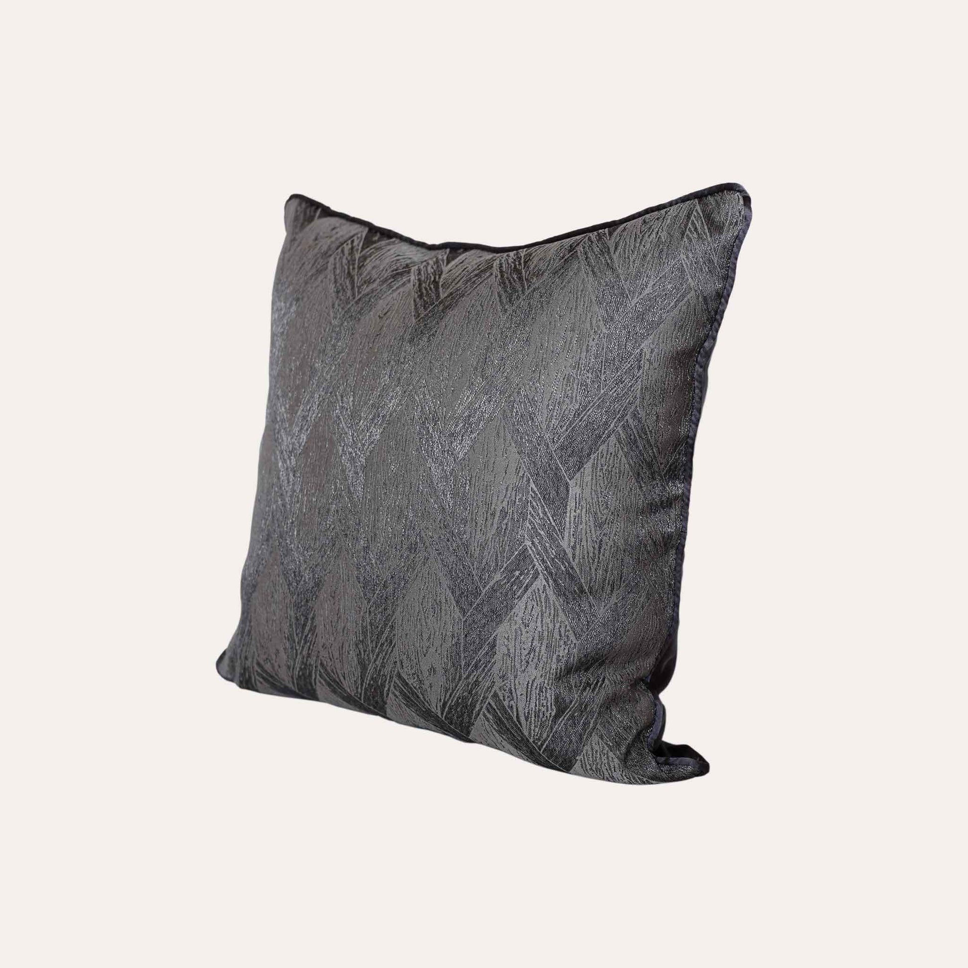 Elegant gray and black cushions featuring stylish geometric designs.