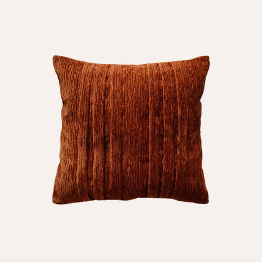 Soft, rust-toned cotton blend fabric features a three-dimensional pleated design.