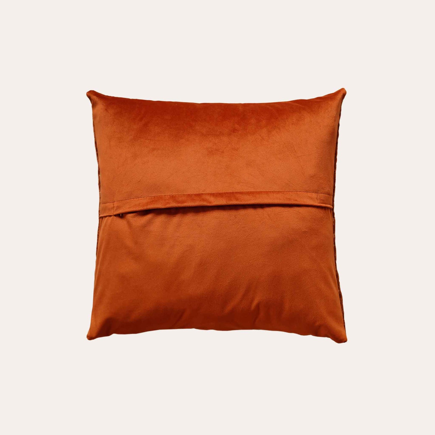 Soft, rust-toned cotton blend fabric features a three-dimensional pleated design with solid orange back.