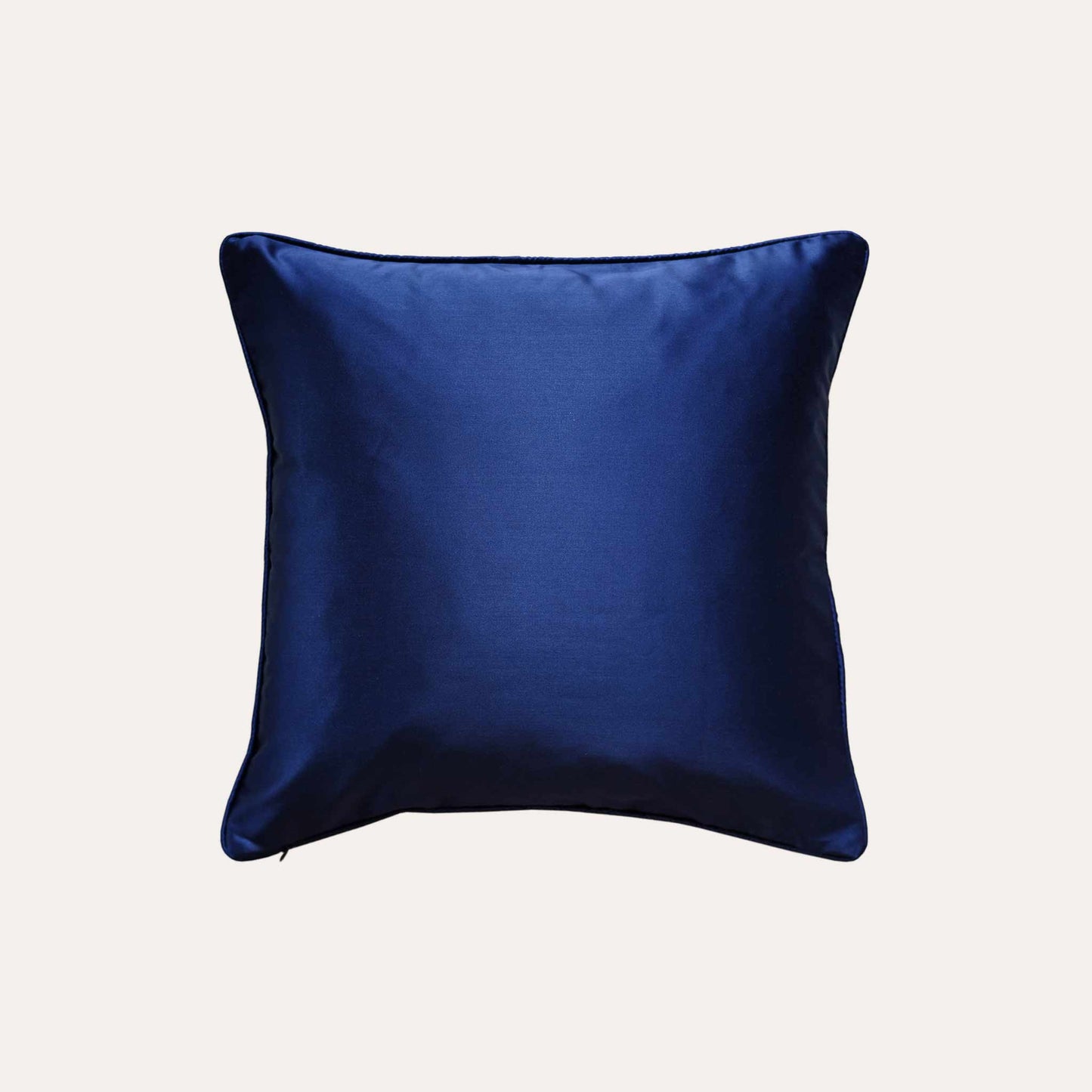 Luxurious silver blue accent cushion cover in a striking geometric triangle pattern with solid blue back.