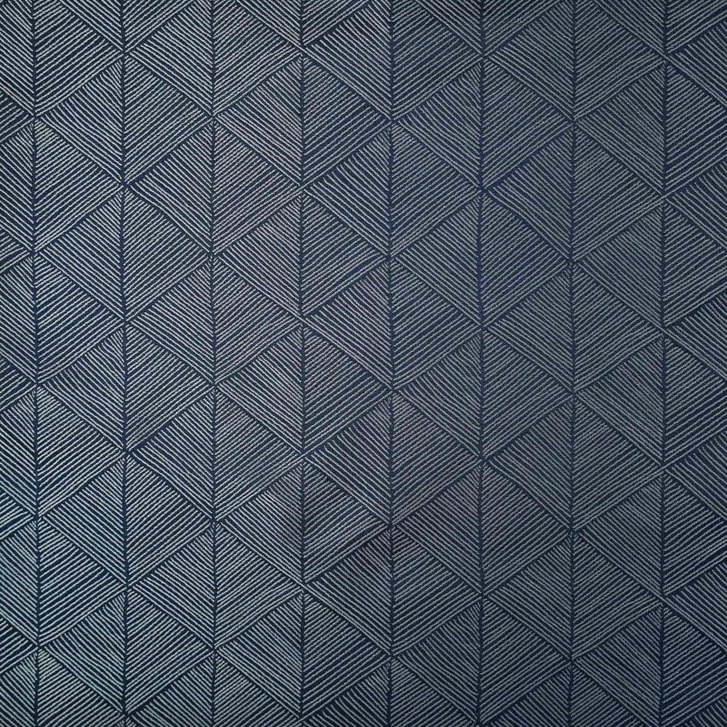 Luxurious silver blue accent cushion cover in a striking geometric triangle pattern.