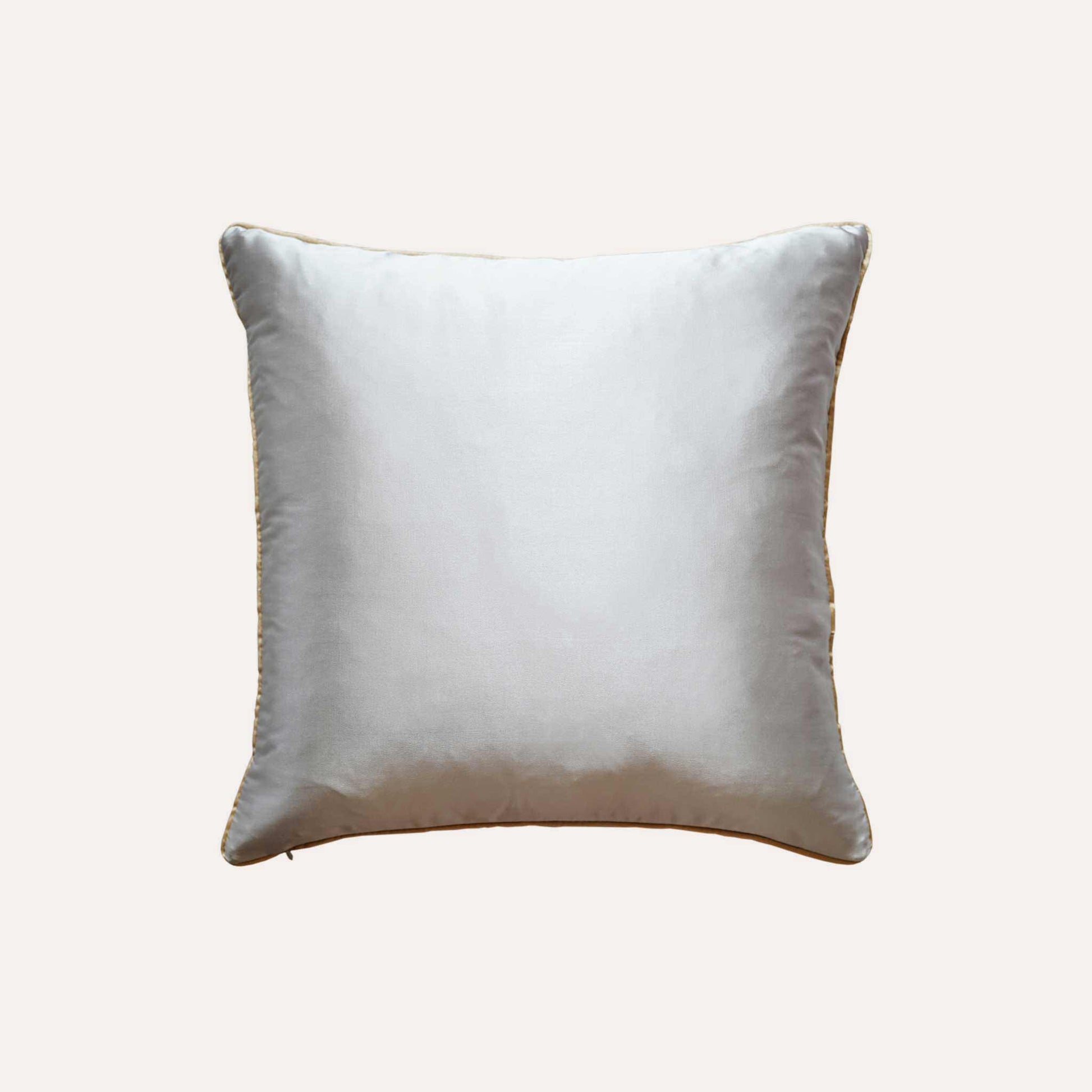 Silver gray fish scale with gold wrap cushion cover with silver back.
