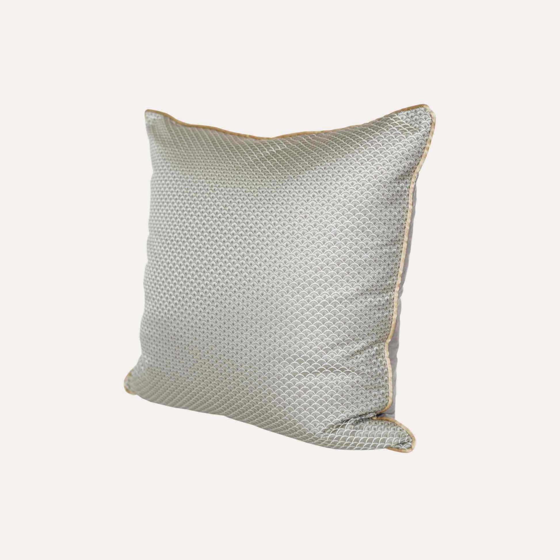 Silver gray fish scale with gold wrap cushion cover.