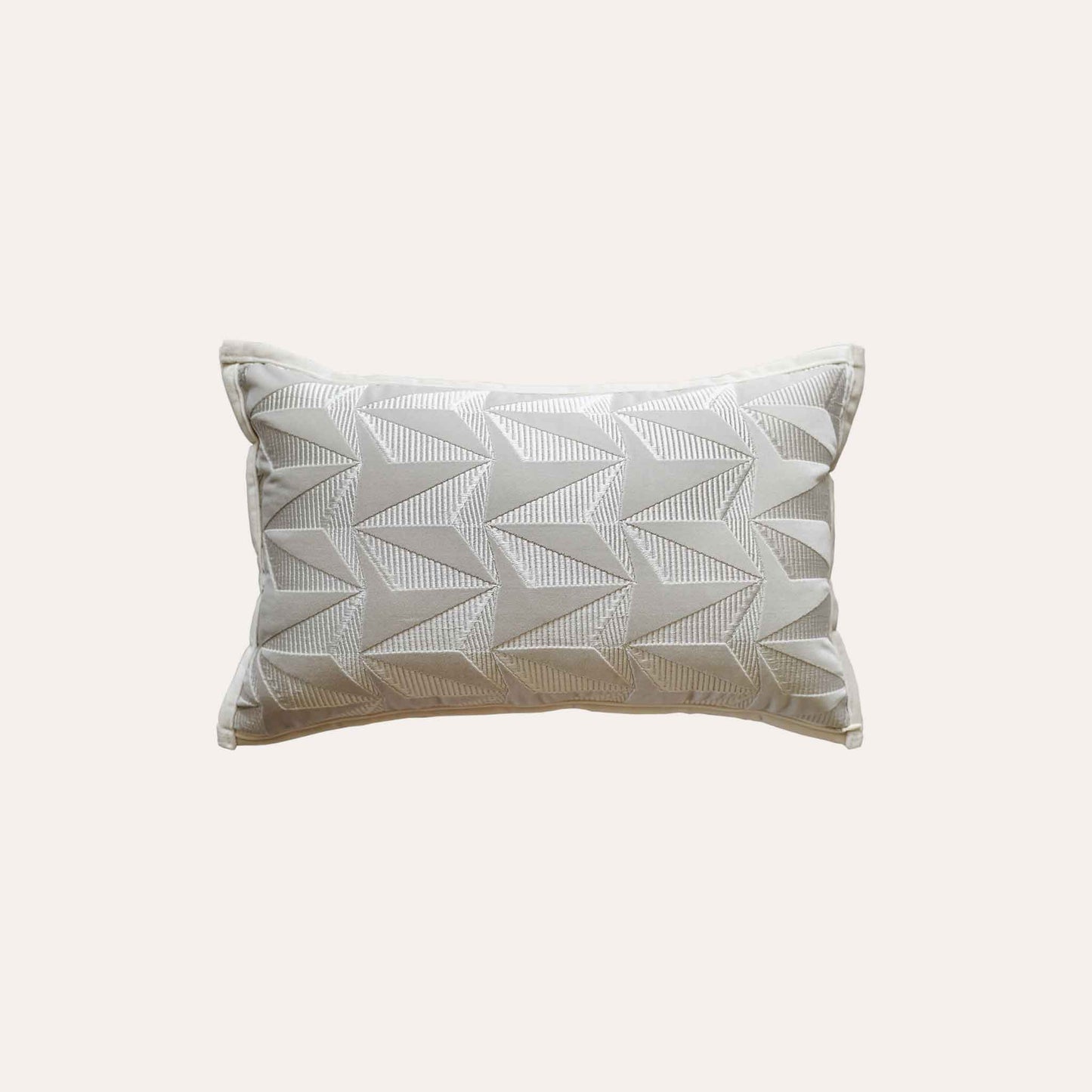 Luxury silver-grey texture geometric pattern lumbar cushion cover.