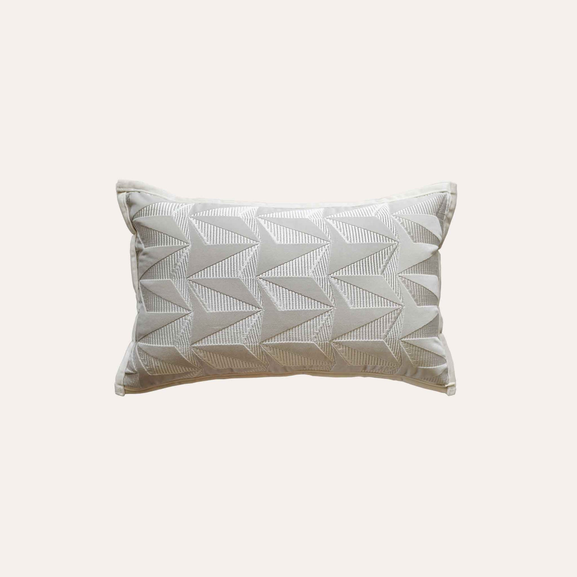 Luxury silver-grey texture geometric pattern lumbar cushion cover.