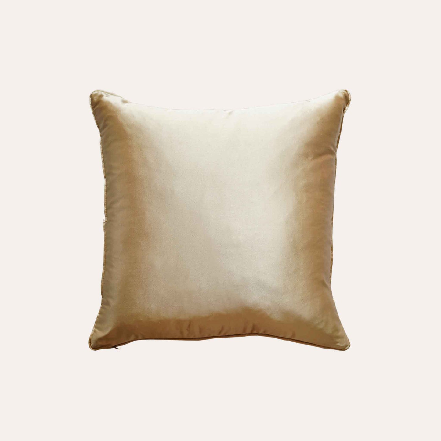 Luxurious gold accent cushion cover in a striking geometric triangle pattern with solid gold back.